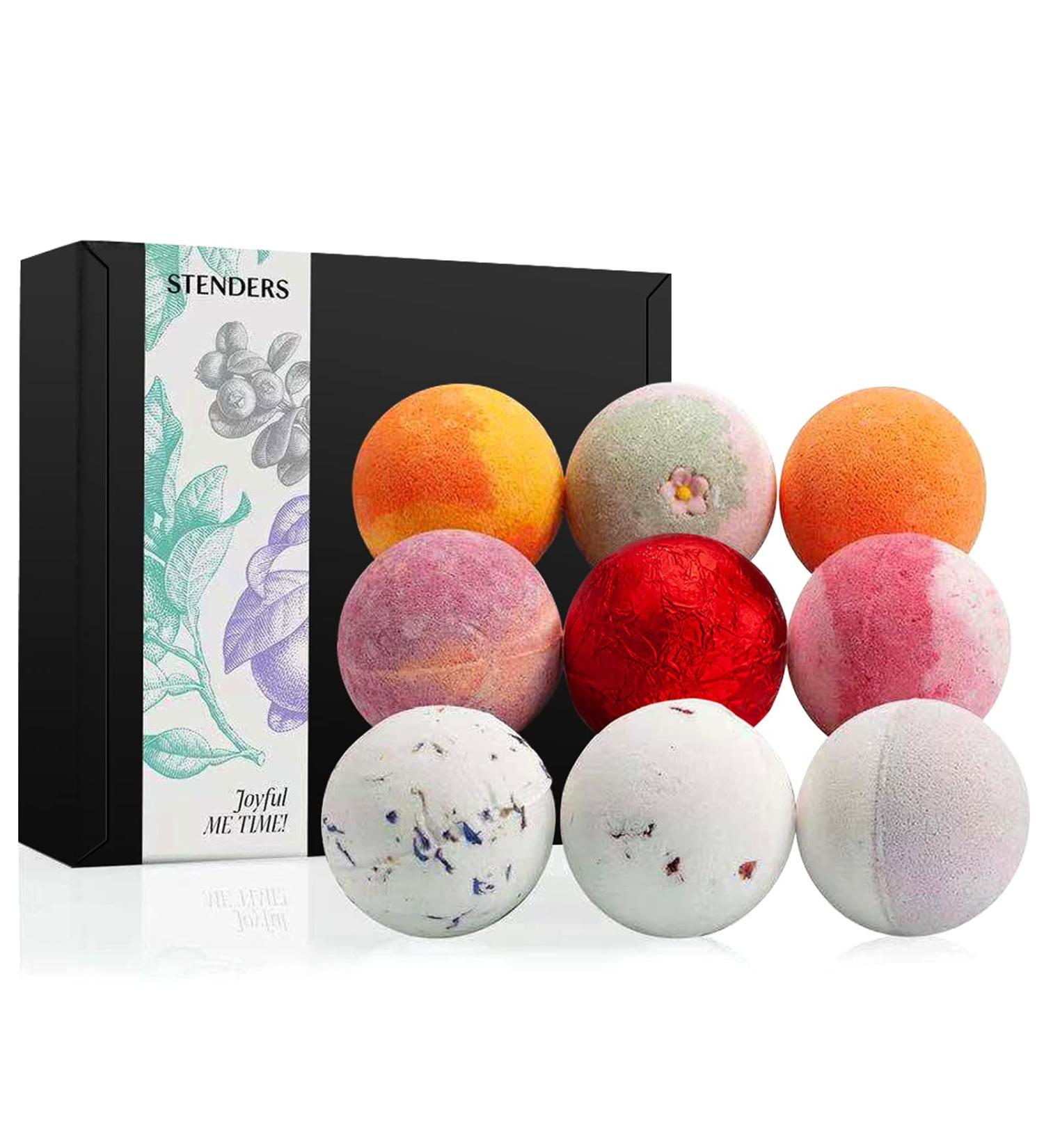 STENDERS Bath Bombs Gift Set - 9 Organic Super Fizzy Bath Bombs with Essential Oils for Bubble & Spa Bath - Perfect Christmas/Valentine's Day Gift, Spring Blossom - Buy Online on SooperMarket.com