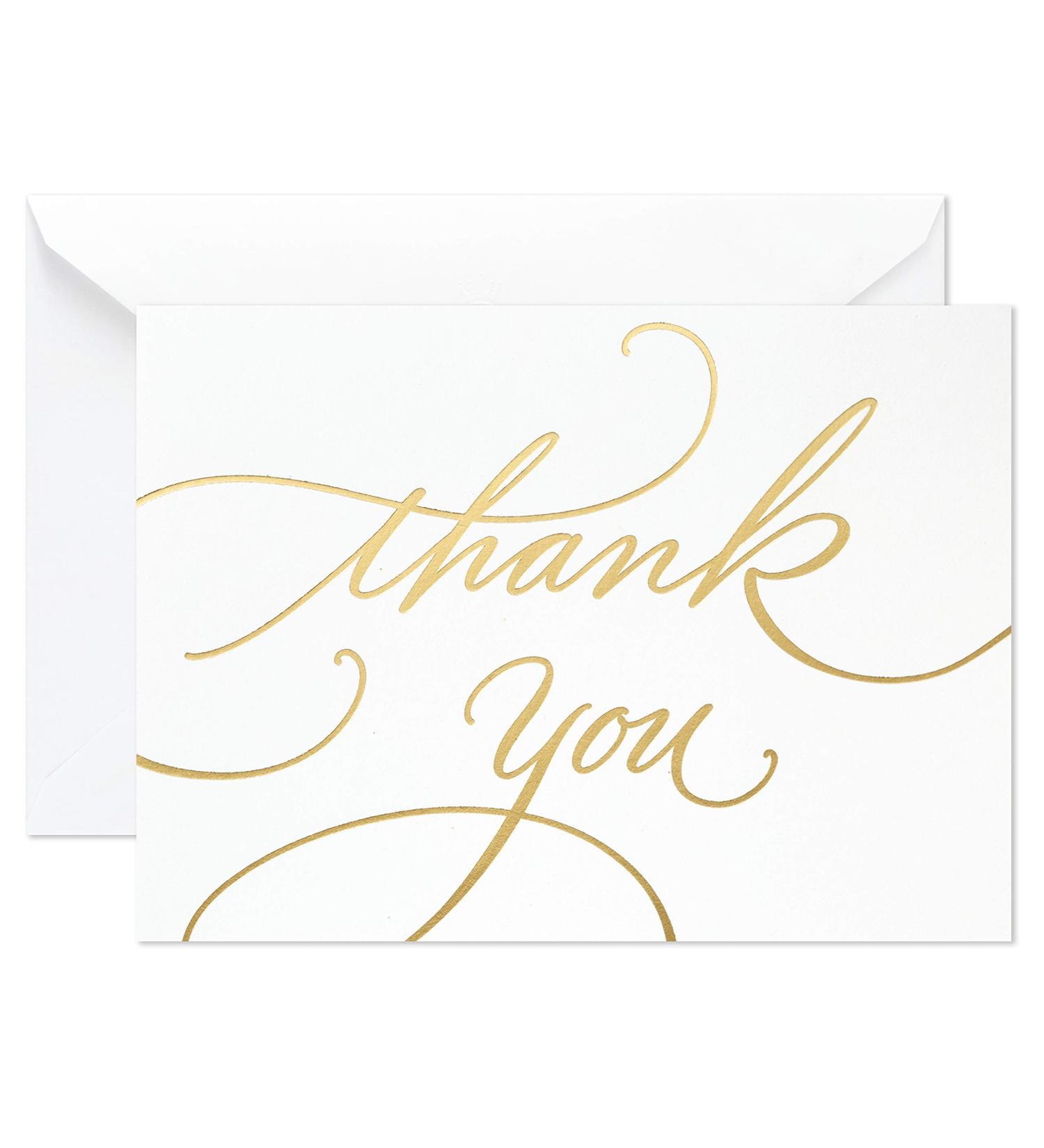 Gold Foil Script Hallmark Wedding Baby Shower Bridal Shower Thank You Cards - 100 Notes and Envelopes - Buy Online on SooperMarket.com