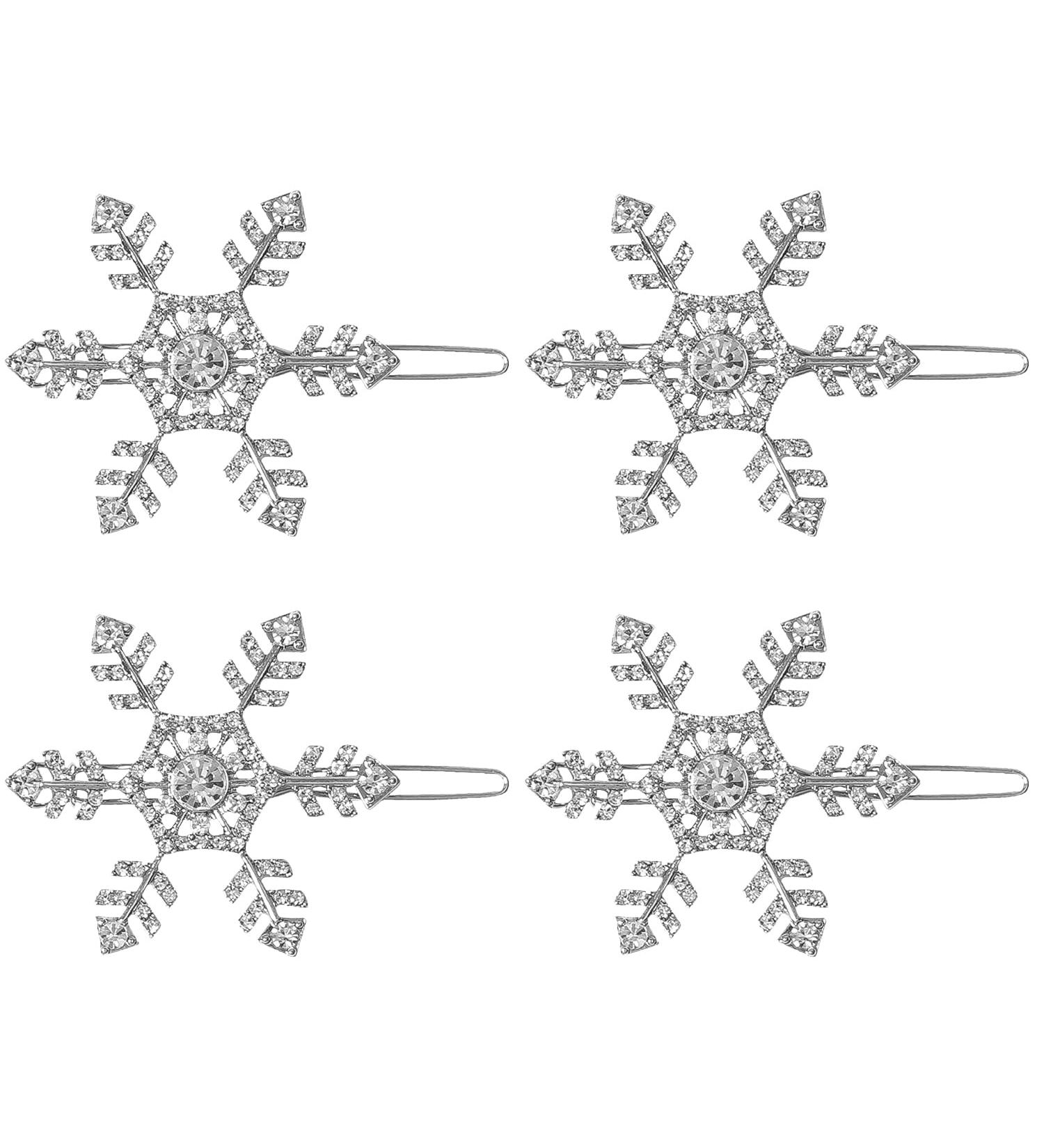 JNAWA 4Pieces Snowflake Hair Clips Silver Xmas Shiny Hair Decoration Headwear Alloy Bobby Pins Hair Decoration Styling Tools for Women Girls Hair Accessories - Buy Online on SooperMarket.com