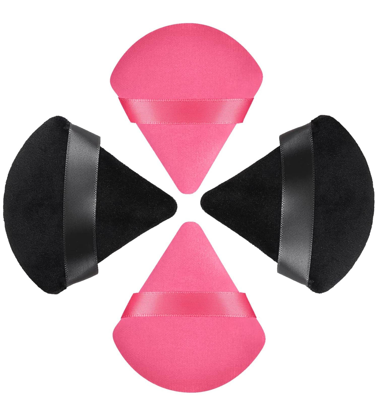 HEYMKGO Velvet Triangle Powder Puffs - 4 Pcs Dual-Use Makeup Puff Set for Setting Powder, Pressed Powder, and Under Eye Application in Black/Rose - Buy Online on SooperMarket.com