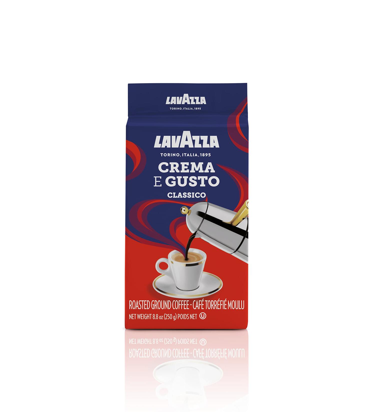 Lavazza Crema E Gusto Ground Coffee Blend Espresso Dark Roast 12 x 250 g Bricks - Authentic Italian Blended And Roasted in Italy Non GMO Full bodied with rich aftertaste - 3 KG Ground Coffee - Buy Online on SooperMarket.com