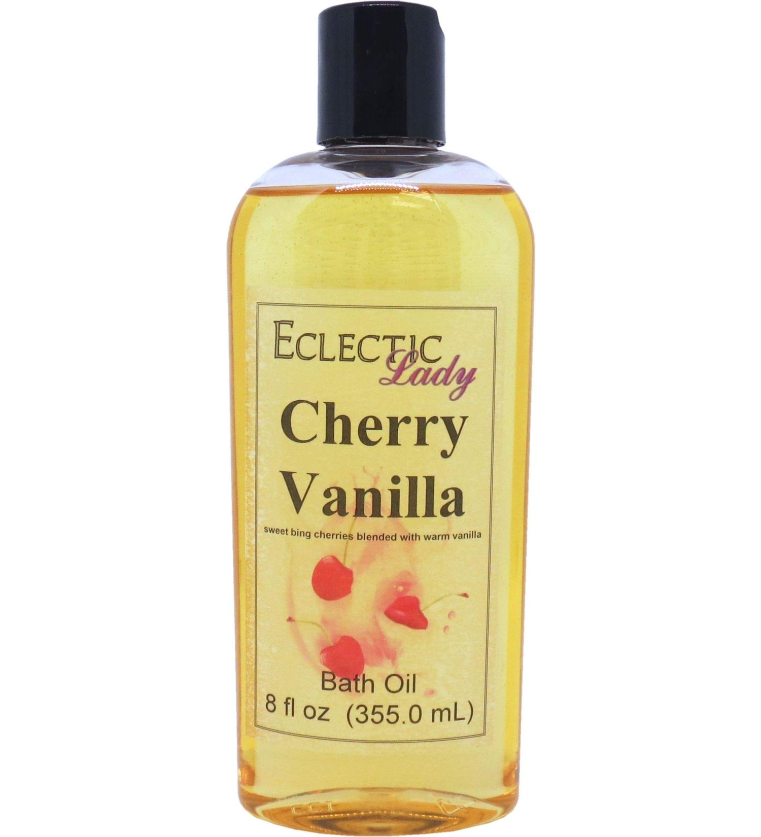 Cherry Vanilla Bath Oil - Scented Moisturizing & Relaxing Bath Oil for Dry Sensitive Skin - Eclectic Lady 8 oz - Buy Online on SooperMarket.com
