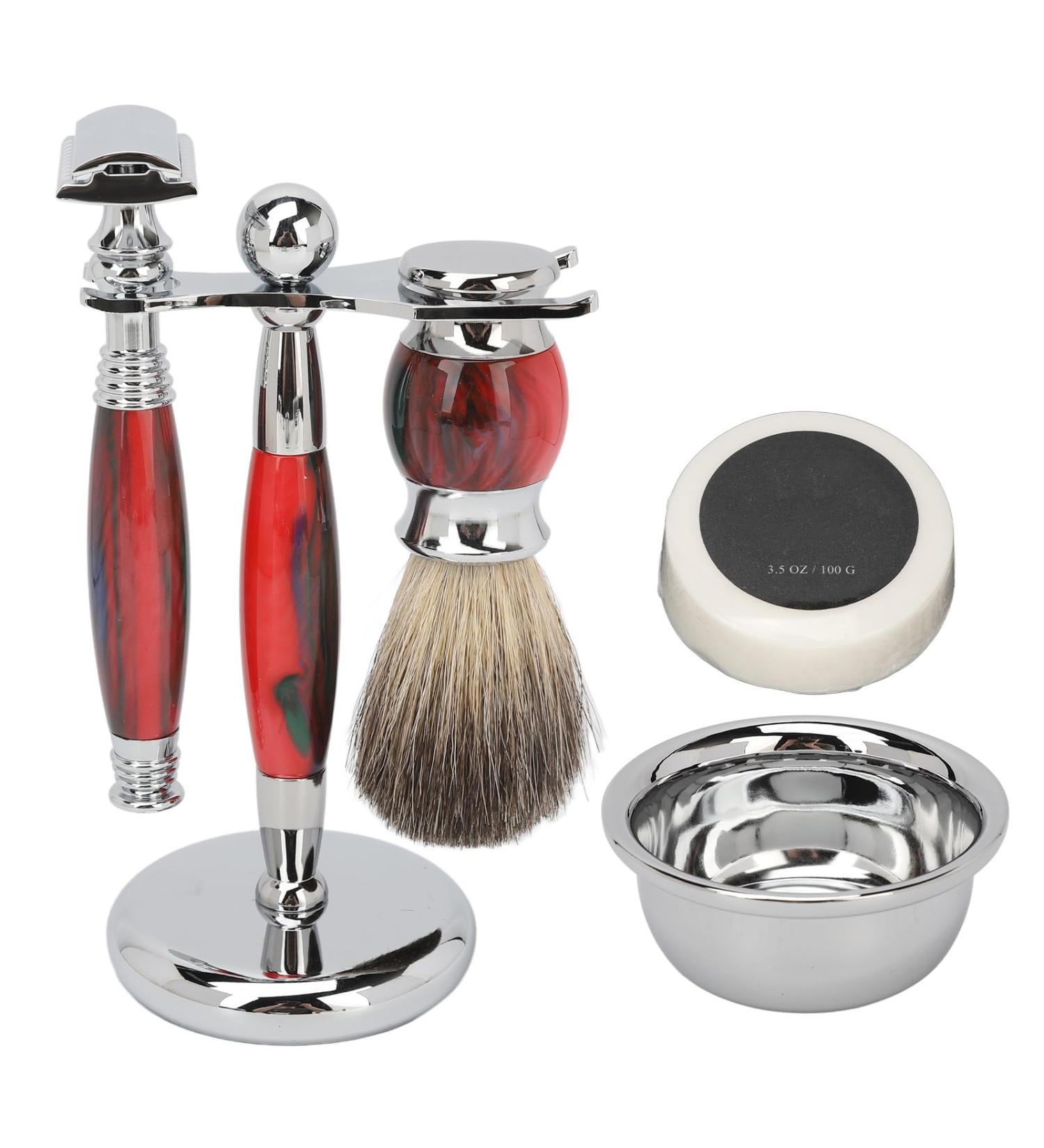 Luxury Retro Bortet Partial Shaving Set for Men - Stainless Steel Razor Brush Soap & Bowl - Premium Wet Shaving Experience - Buy Online on SooperMarket.com