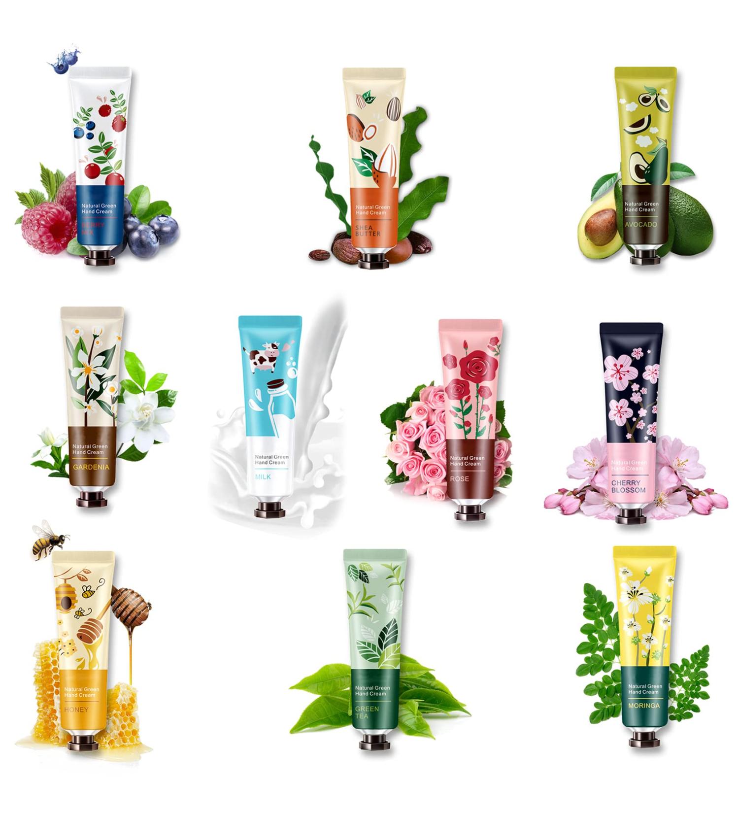 10 Pack Natural Plant Fragrance Hand Cream for Dry Hands Moisturizing Hand Care Cream Hand Lotion Travel Gift Set Travel Size Hand Lotion Set for Men and Women-30ml - Buy Online on SooperMarket.com