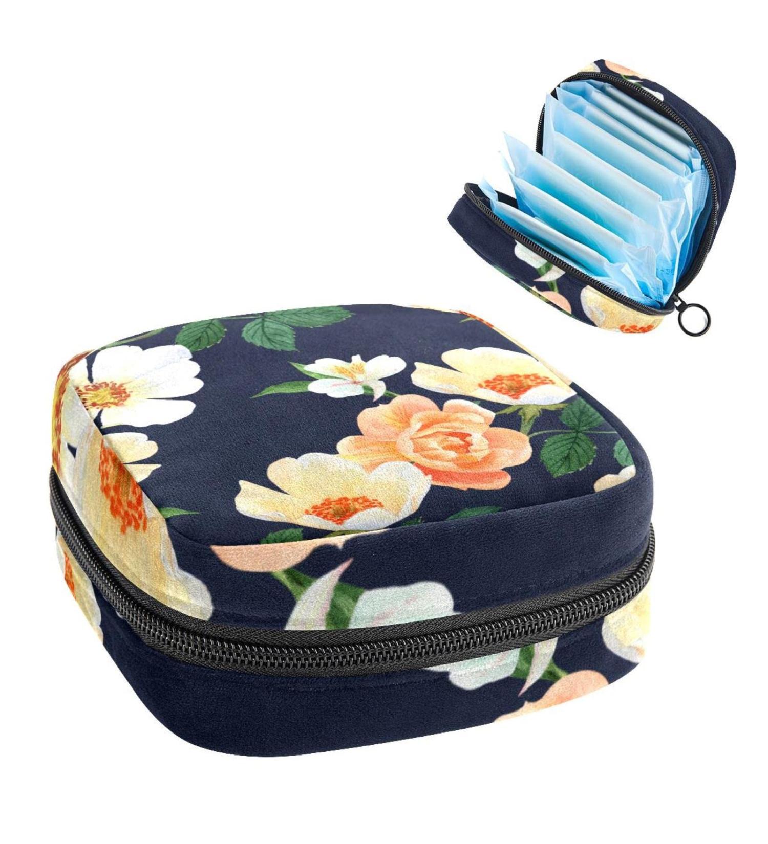 Anna Cowper Watercolor Flowers Sanitary Napkin Storage Bag | Feminine Menstrual Cup & Nursing Pad Holder | Portable Period Pouch for Women & Teen Girls | 1Pc Multi-colored - Buy Online on SooperMarket.com