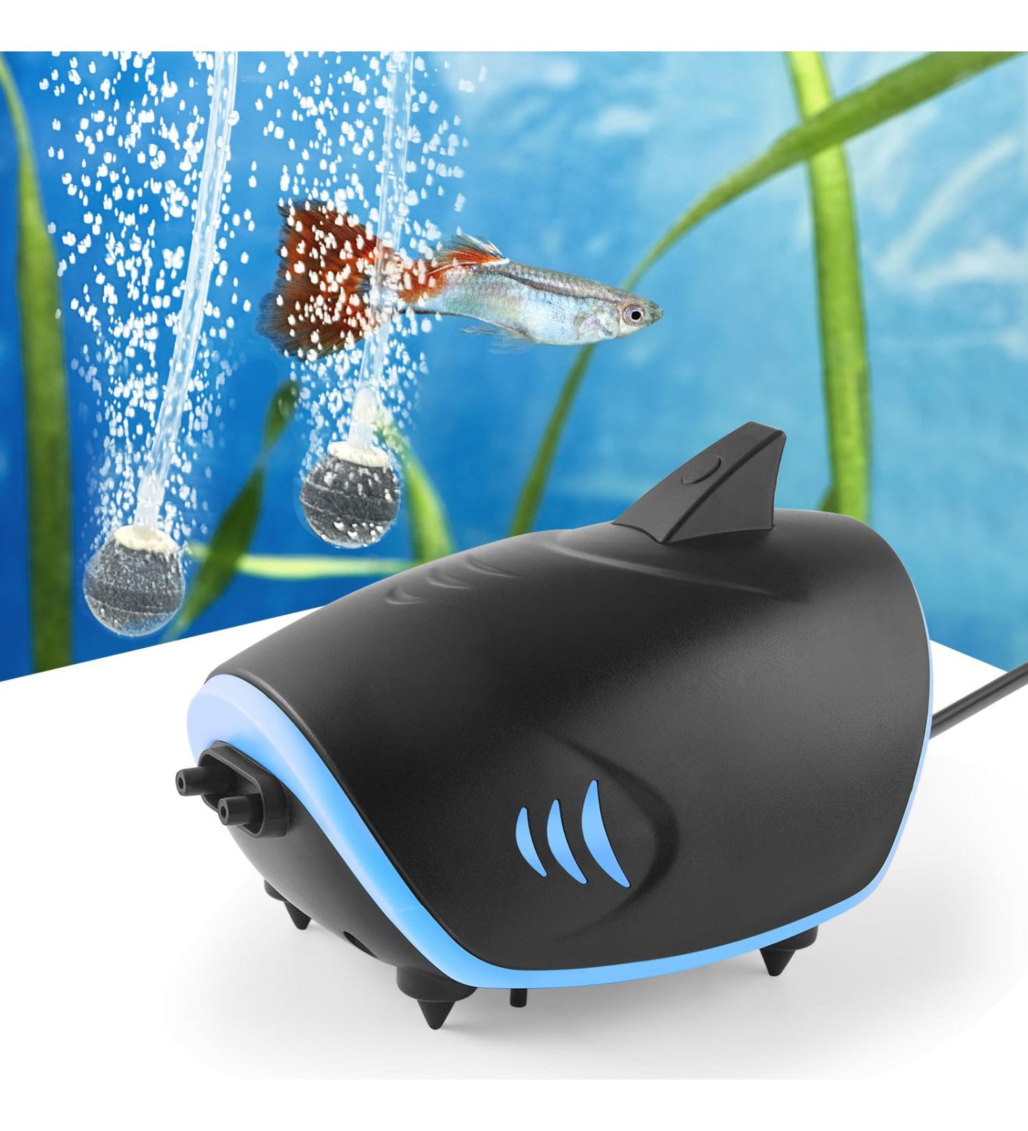 Buy FEDOUR 300LPH Ultra Quiet Aquarium Air Pump - 2 Outlets 3W Adjustable Shark-Shaped For Up to 350L Aquariums - International Shipping Available - Buy Online on SooperMarket.com