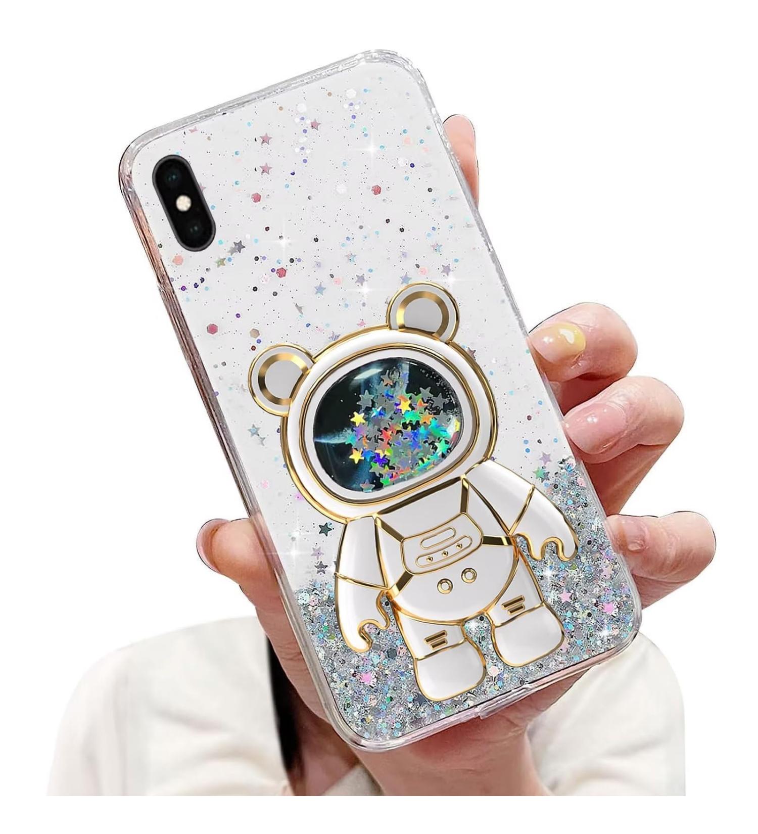 Buy Tivenfezk Nadoli iPhone XR Case - Glitter Astronaut Stand Soft Silicone Transparent Protective Cover - Buy Online on SooperMarket.com