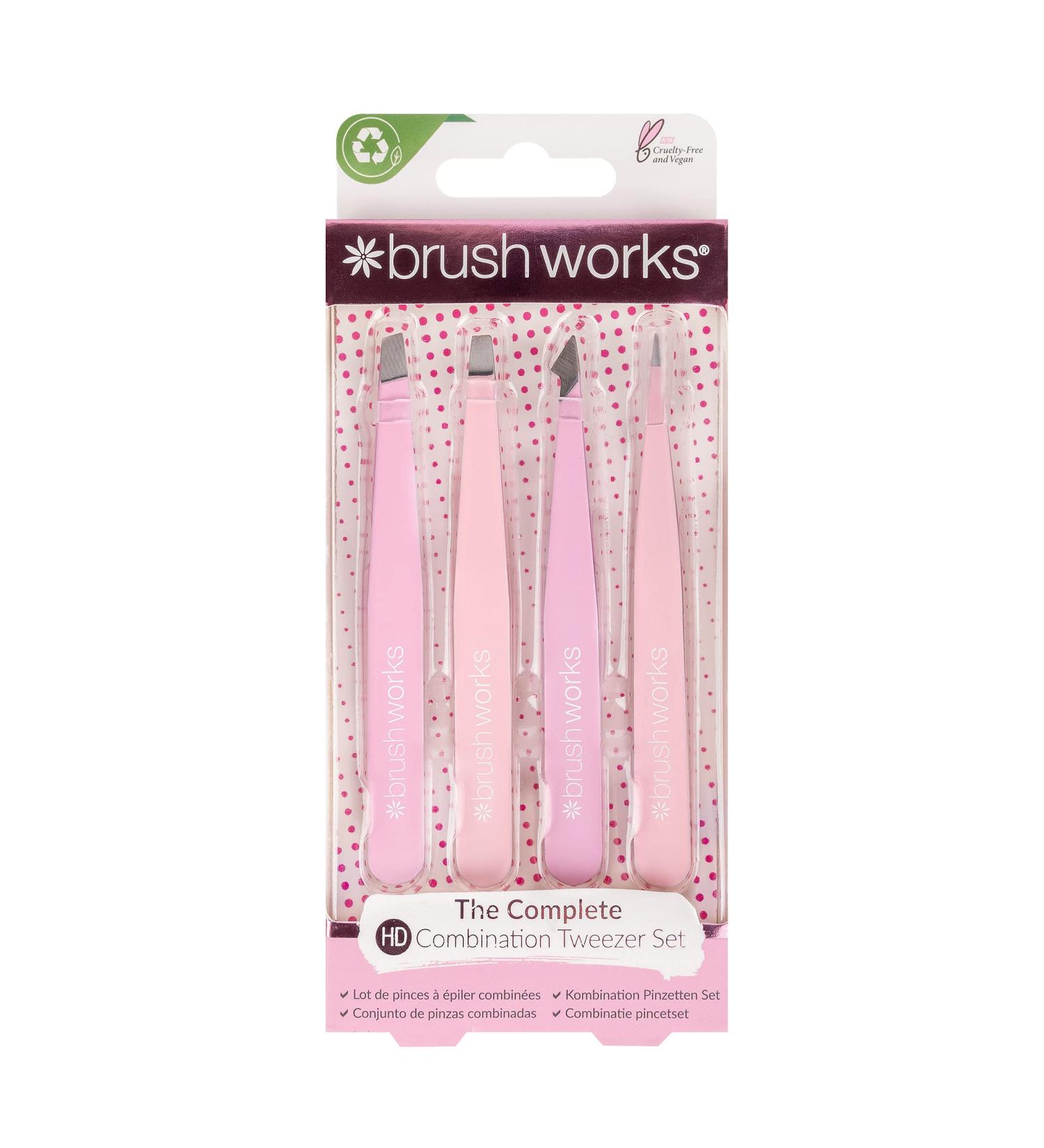 Brushworks 4 Piece Combination Tweezer Set - Pink One Size 52 56 369 - Buy Online on SooperMarket.com