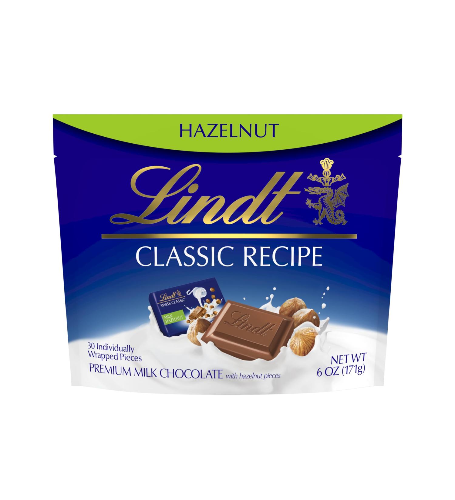 Lindt Classic Recipe Hazelnut Milk Chocolate Candy Individually Wrapped Pieces 6.0 oz. Pouch
