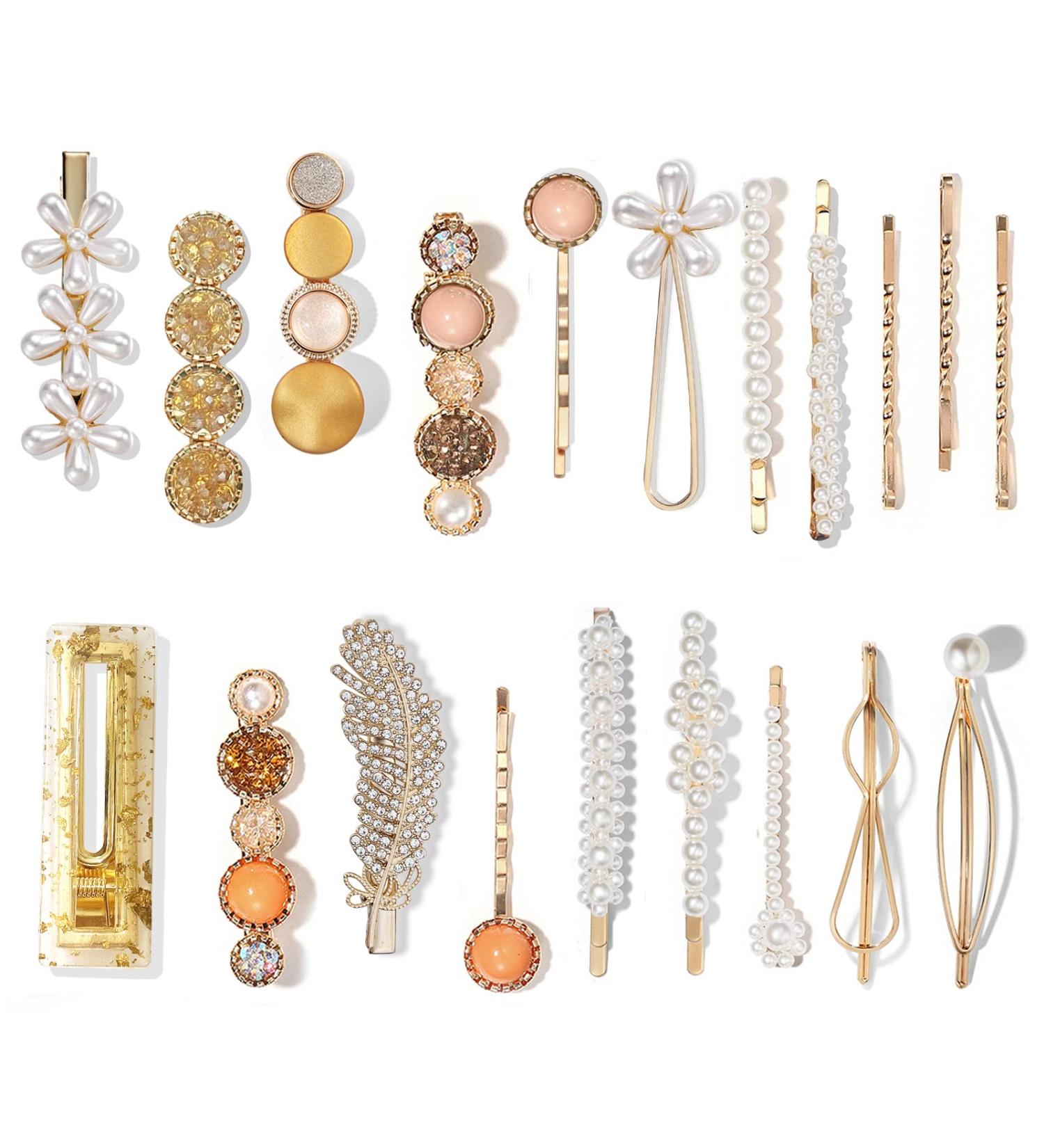 Meihayi 20 PCS Pearl Hair Clips Set - Fashion Acrylic Resin Barrettes for Women - Stylish Hairpins for Party & Wedding Styling - Buy Online on SooperMarket.com