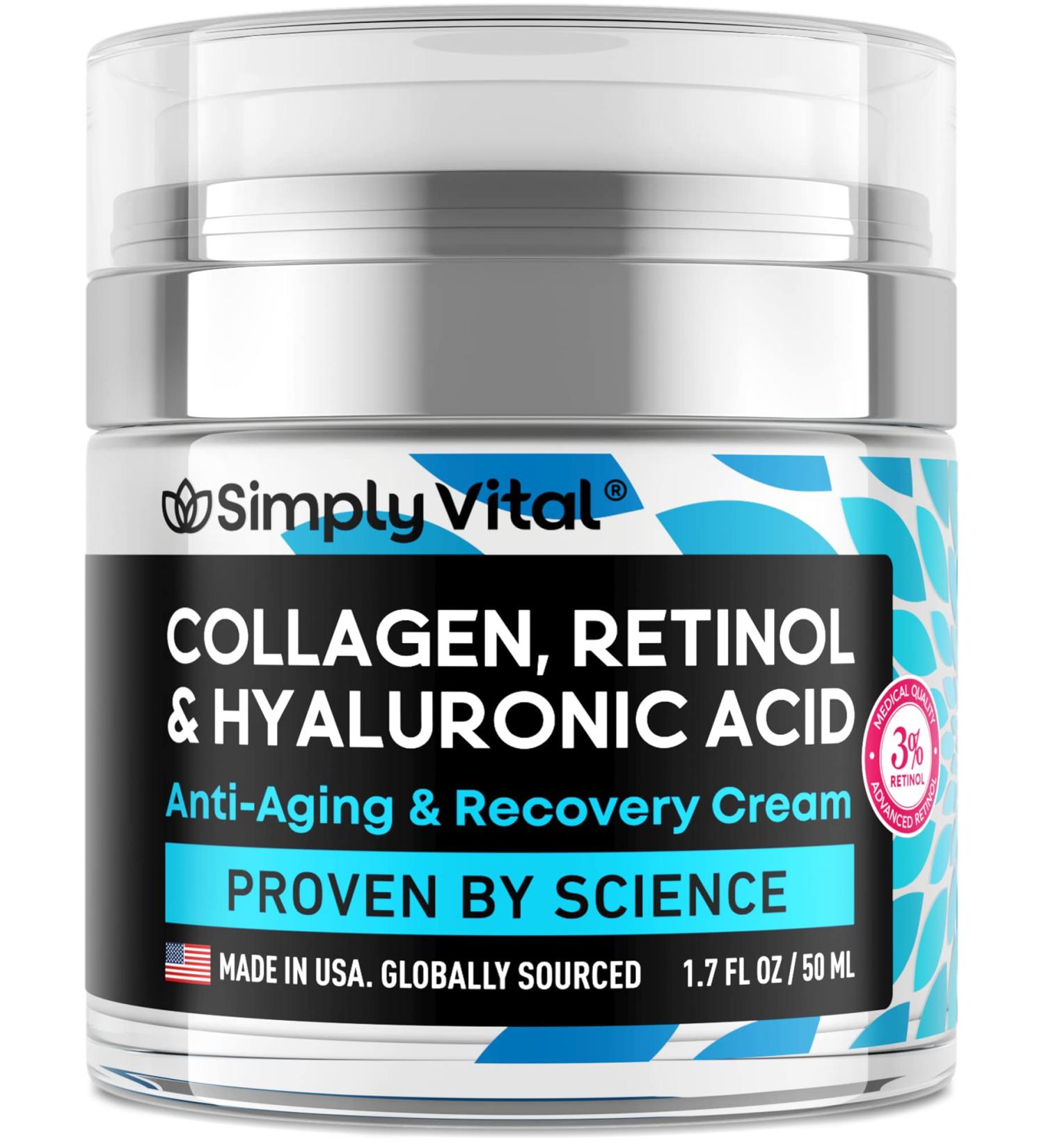 Anti Aging Collagen Face & Neck Cream - Natural USA Made Anti Wrinkle Moisturizer - Day & Night Lifting Formula - 1.7oz - Buy Online on SooperMarket.com