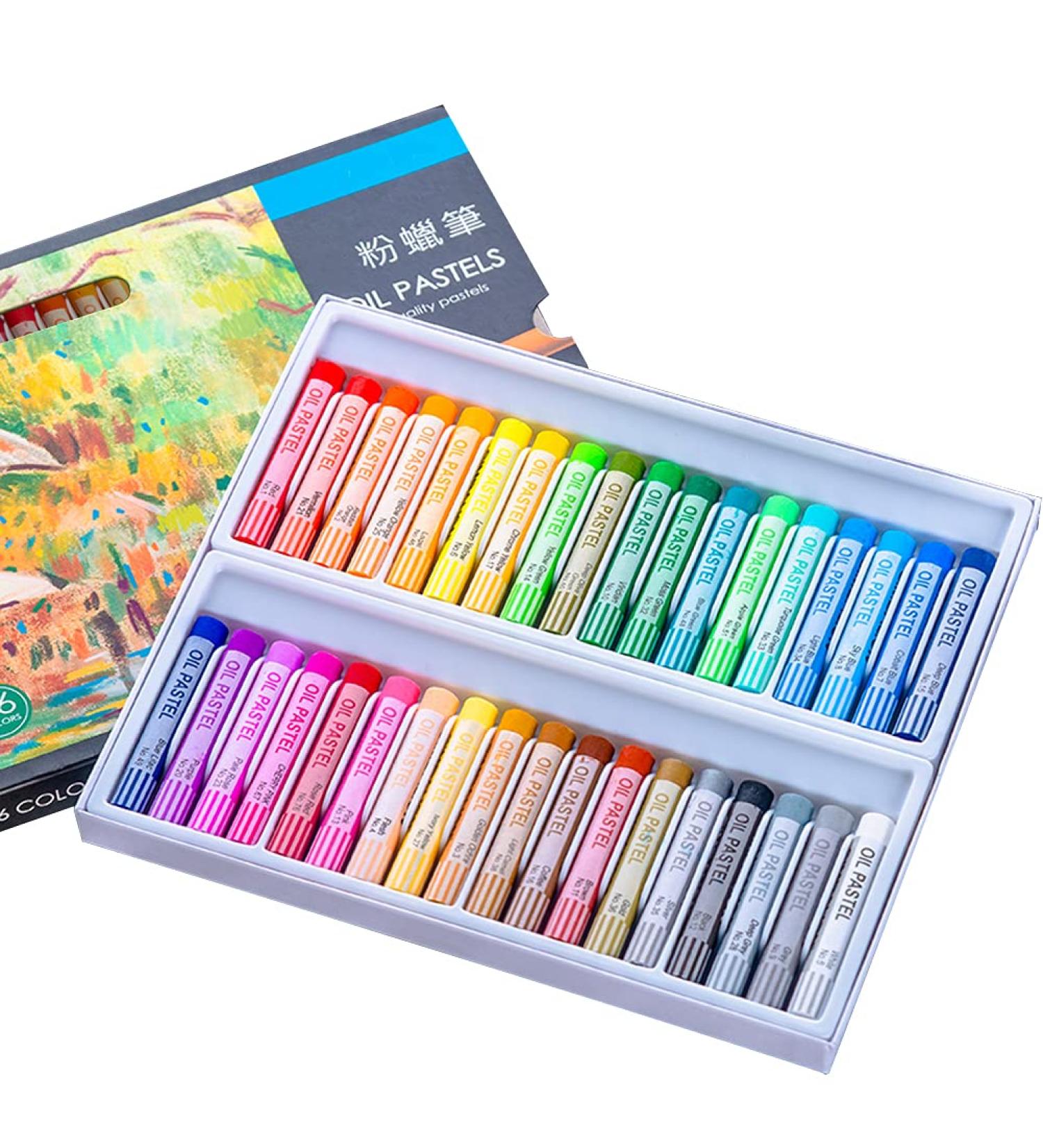 Oil Pastels Set - 36 Assorted Colors Non Toxic Professional Round Painting Pastel Stick for Artists, Beginners, Students, Adults - Drawing Graffiti Art Crayons for Kids - Buy Online on SooperMarket.com