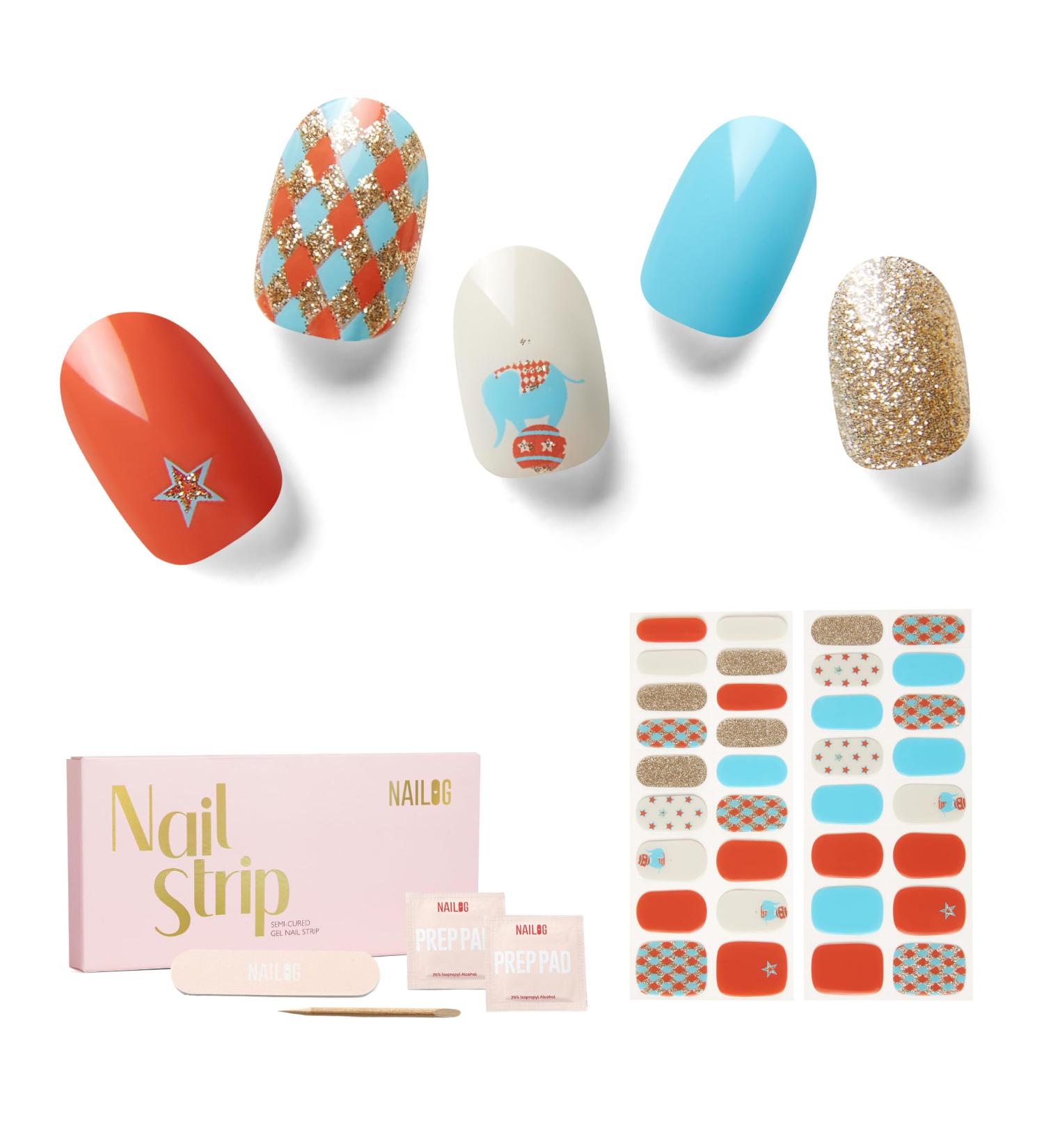 NAILOG Semi Cured Gel Nail Strips - 34 pcs Salon-Quality Nail Stickers for Long-Lasting Gel Finish - Buy Online on SooperMarket.com