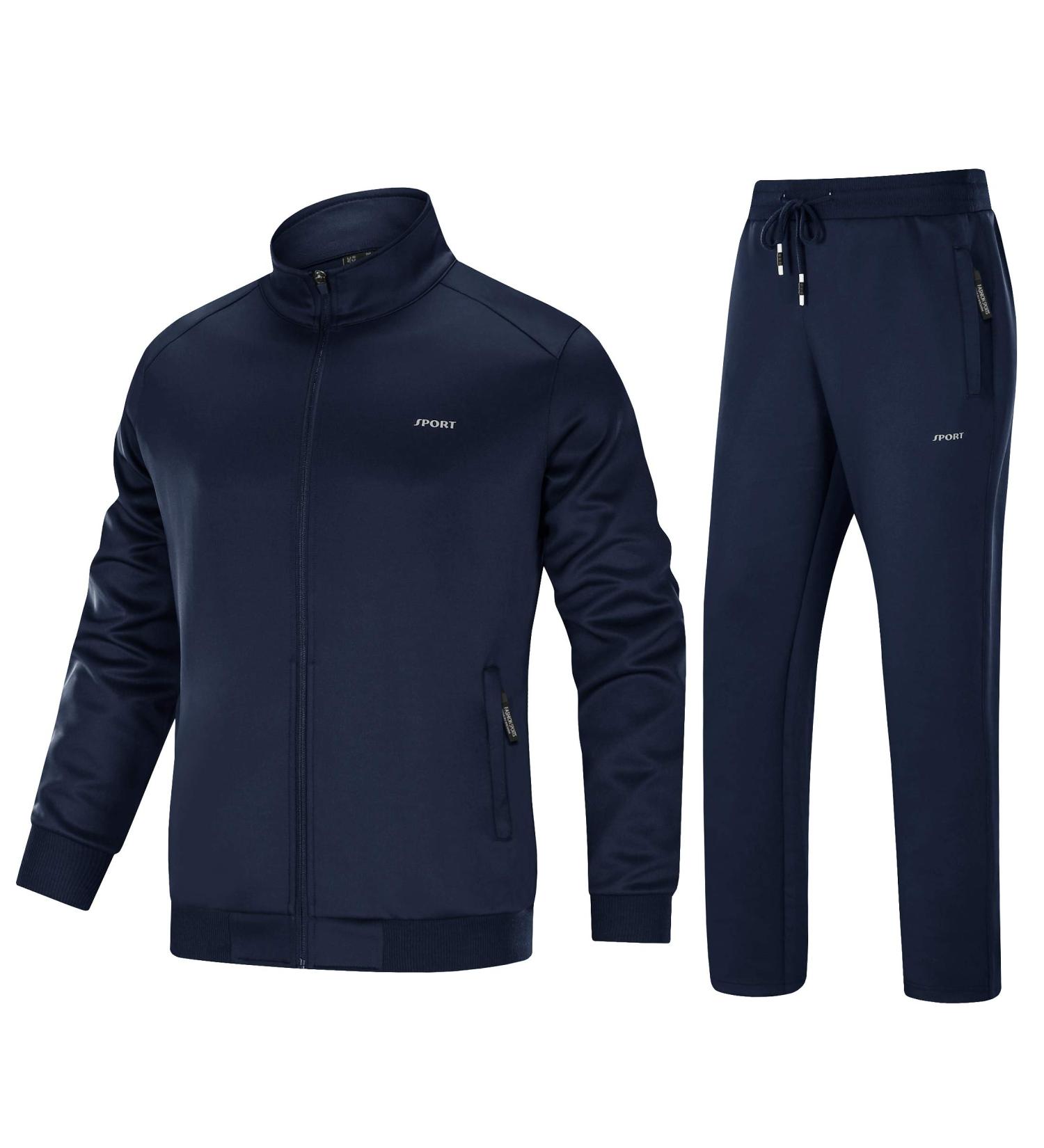 MAGNIVIT Men's Navy Blue Tracksuit Set - Small | Full Zip Athletic Jogging Sweatsuit - Buy Online on SooperMarket.com