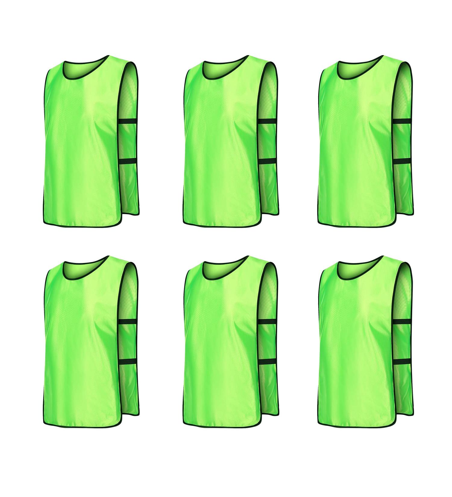 6 Pack Neon Green Scrimmage Vests for Kids & Adults - Soccer Bibs/Pinnies - Buy Online on SooperMarket.com