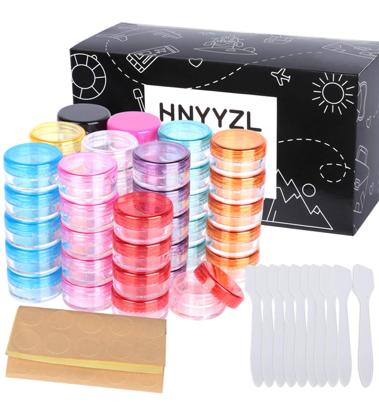 50 Pack 5g Empty Cosmetic Containers with Mini Spatulas and Labels - 5ML Sample Container Travel Pot Jar for Liquid Lotion Cream Makeup Storage (10 Colors) by HNYYZL - Buy Online on SooperMarket.com
