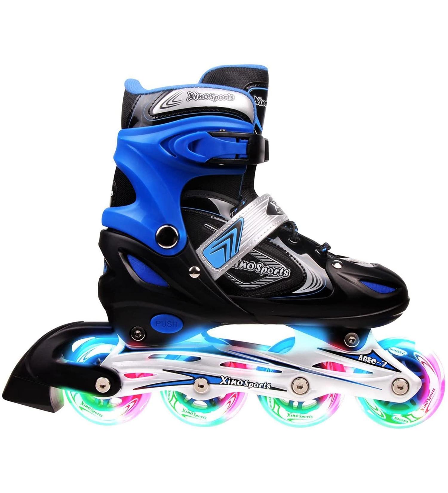 Xino Sports Kids Adjustable Inline Skates with LED Light Up Wheels - Blue Youth Big Kid Large - 5-8 - Buy Online on SooperMarket.com