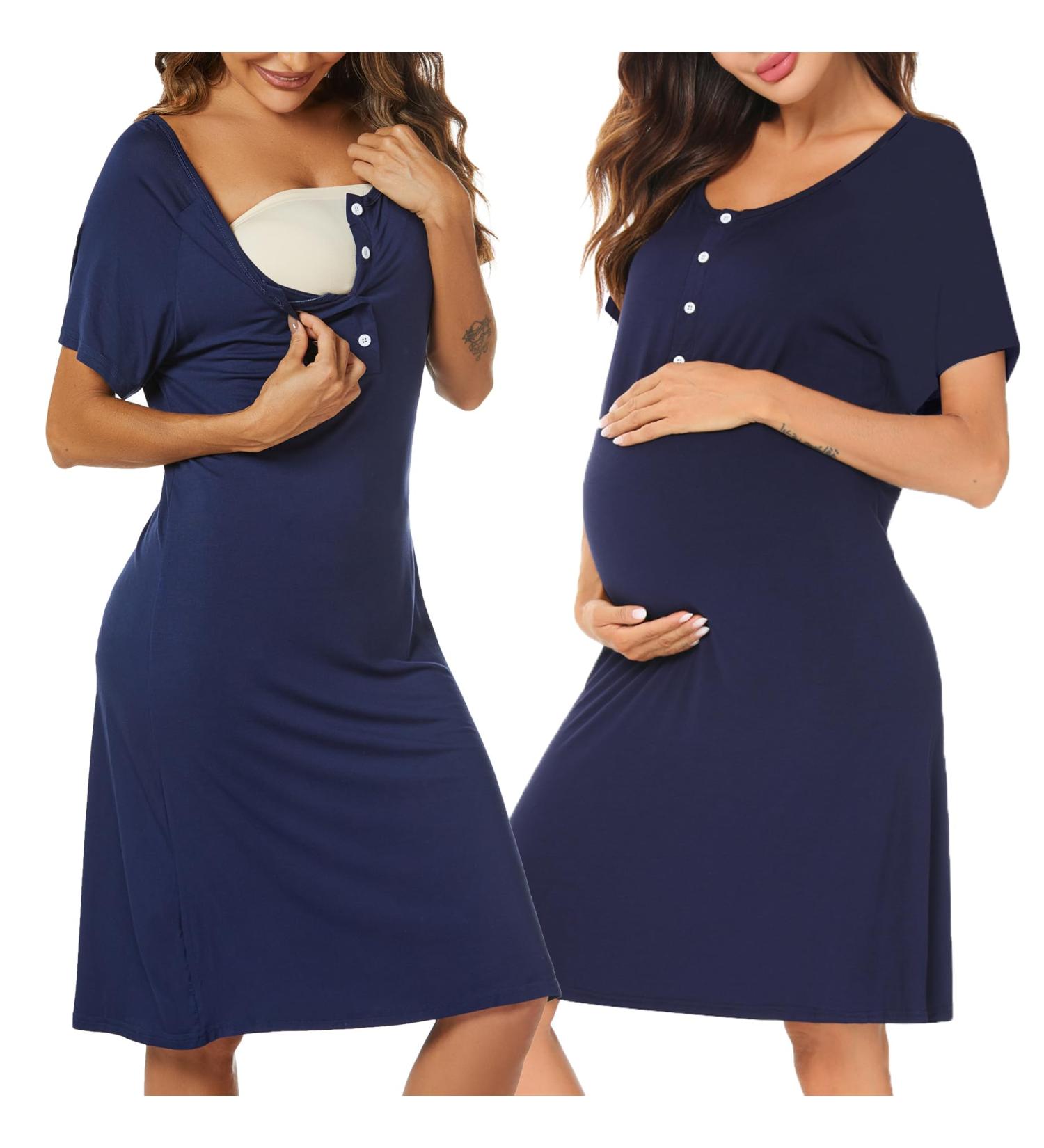 Irdcomps Women's Maternity Nursing Nightgown - Short Sleeve Button Sleepwear XXL - Buy Online on SooperMarket.com