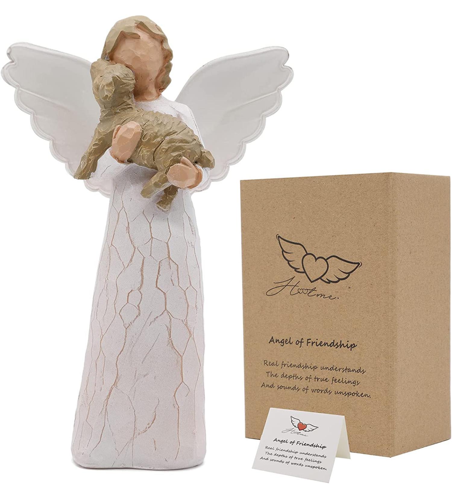 Dog Angel Figurine - Memorial Pet Loss Gift for Grieving Owners - Hand-Carved Guardian Angel Sculpture - Buy Online on SooperMarket.com