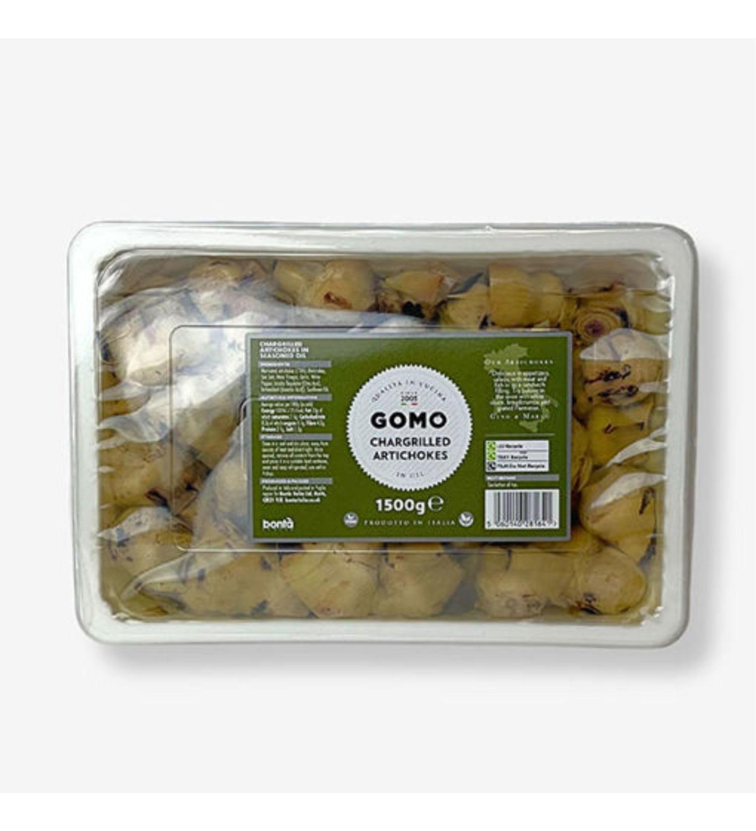 Char-grilled Artichokes in Oil 1.5kg Artichoke hearts in a sunflower oil marinade with garlic and pepper.