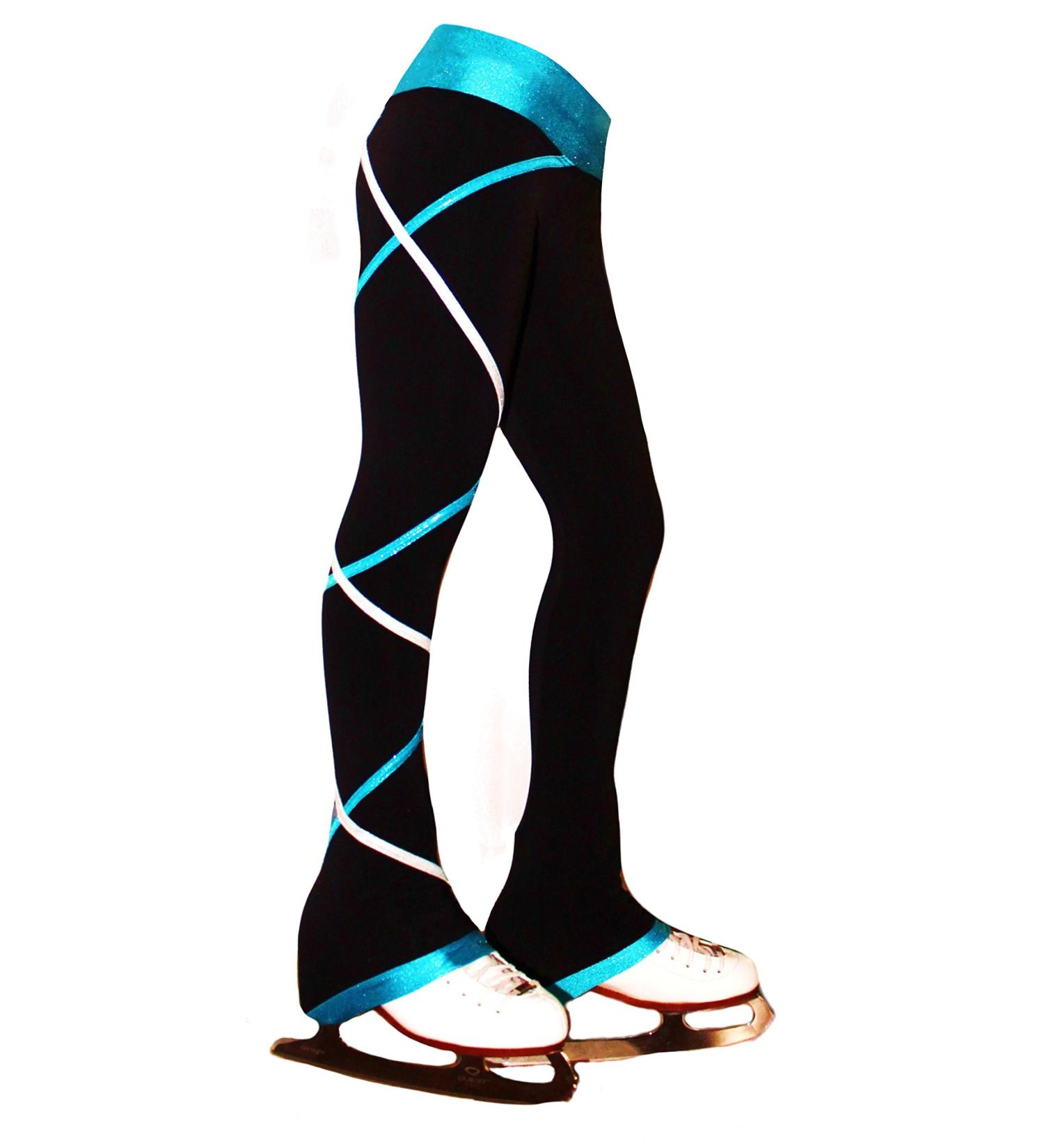 Ice Fire Figure Skating Criss Cross Pants - Silver/Turquoise 8-10 Years