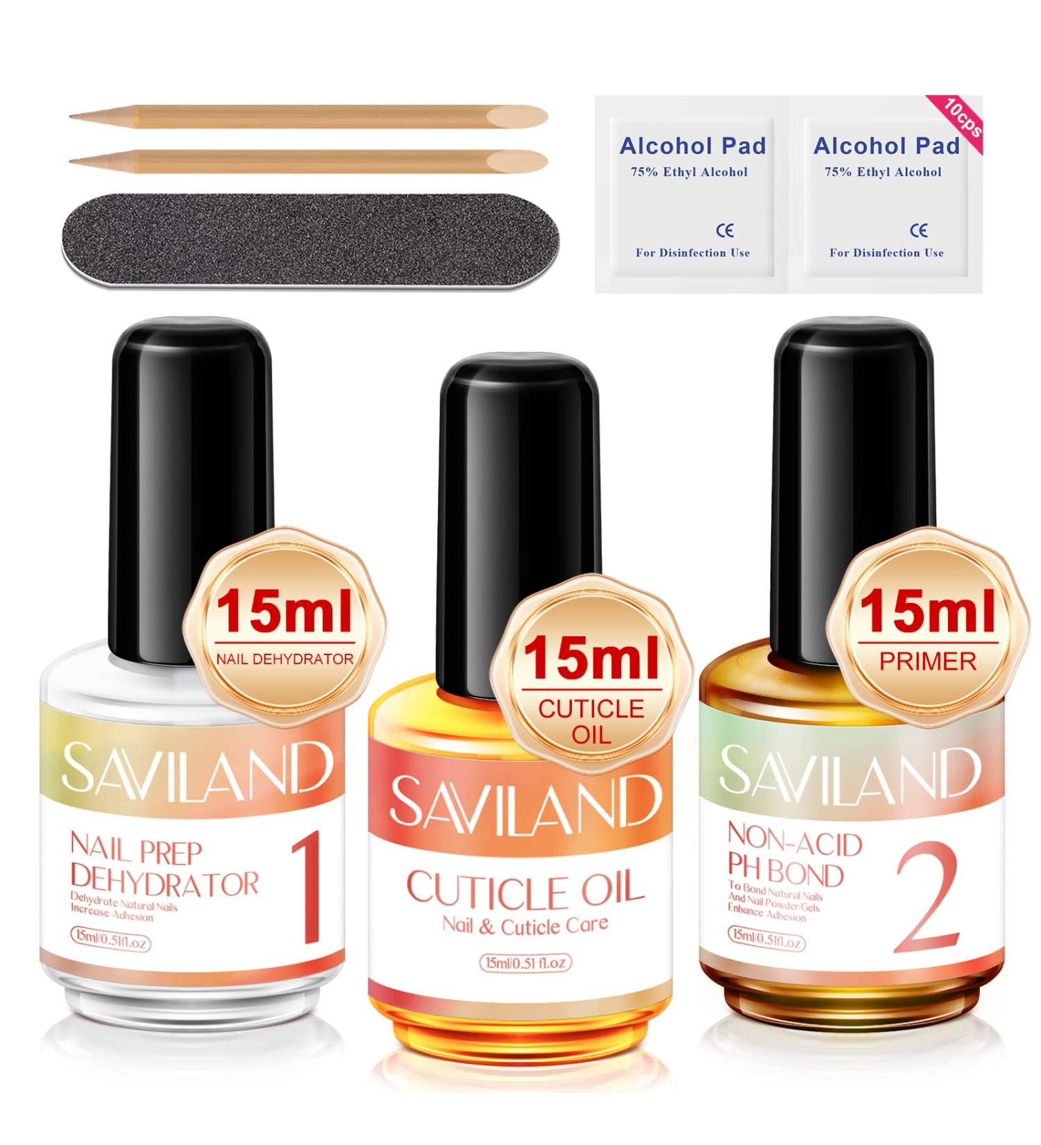 SAVILAND Nail Prep Kit: Dehydrator, Primer & Cuticle Oil Set - 13PCS, Non-Acid PH Bond for Gel Nails - Buy Online on SooperMarket.com