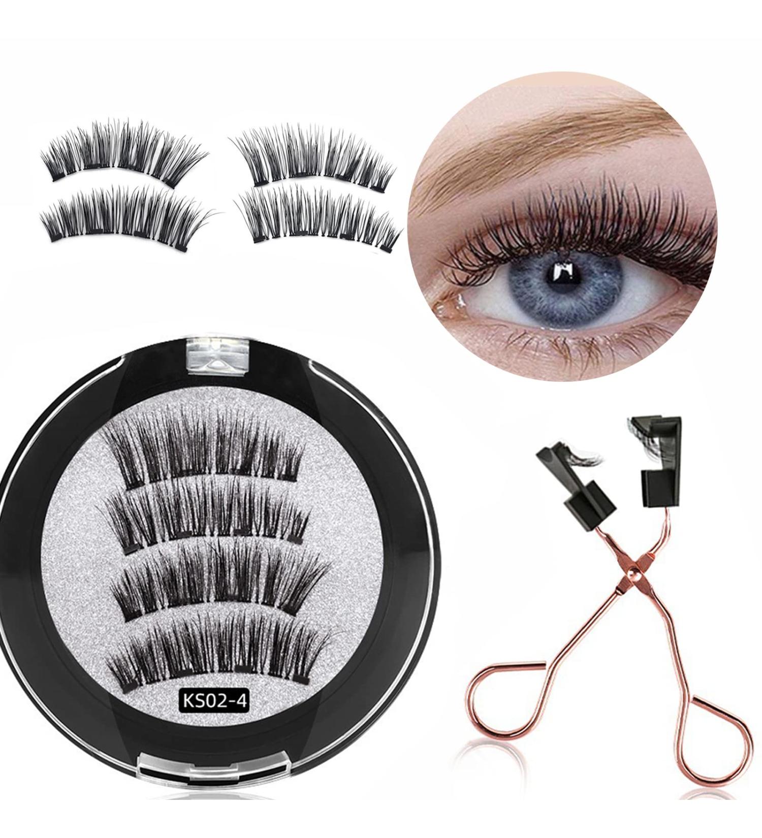 Dual Magnetic Eyelashes Kit - Natural Look, Reusable Fake Lashes - No Glue Needed - 3D False Eyelashes - Magnetic Lashes Extension Kit - Buy Online on SooperMarket.com