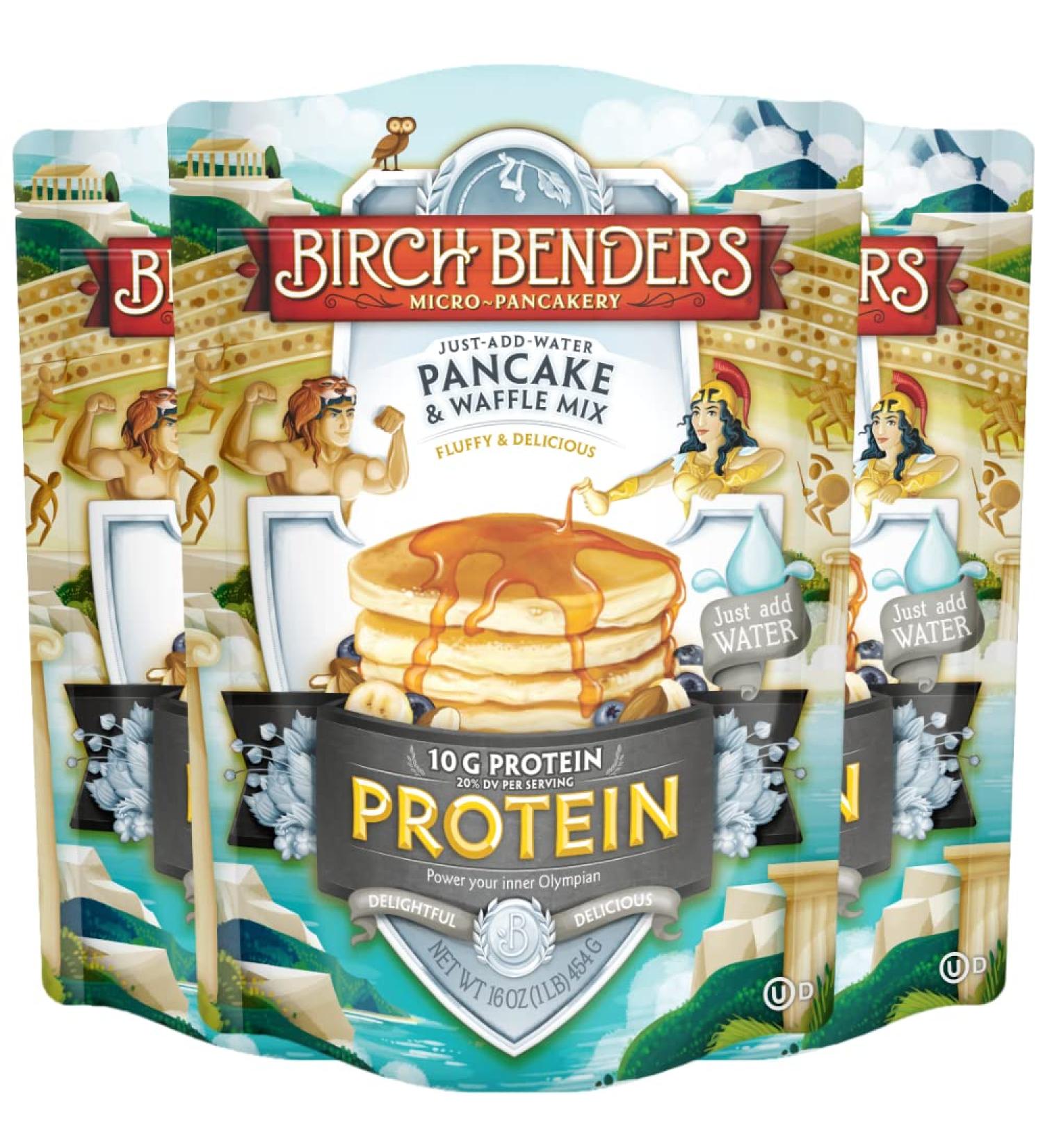 Birch Benders Protein Pancake & Waffle Mix - 16g Protein Per Serving - Non-GMO Verified - 48oz (16oz 3-pack) - Buy Online on SooperMarket.com