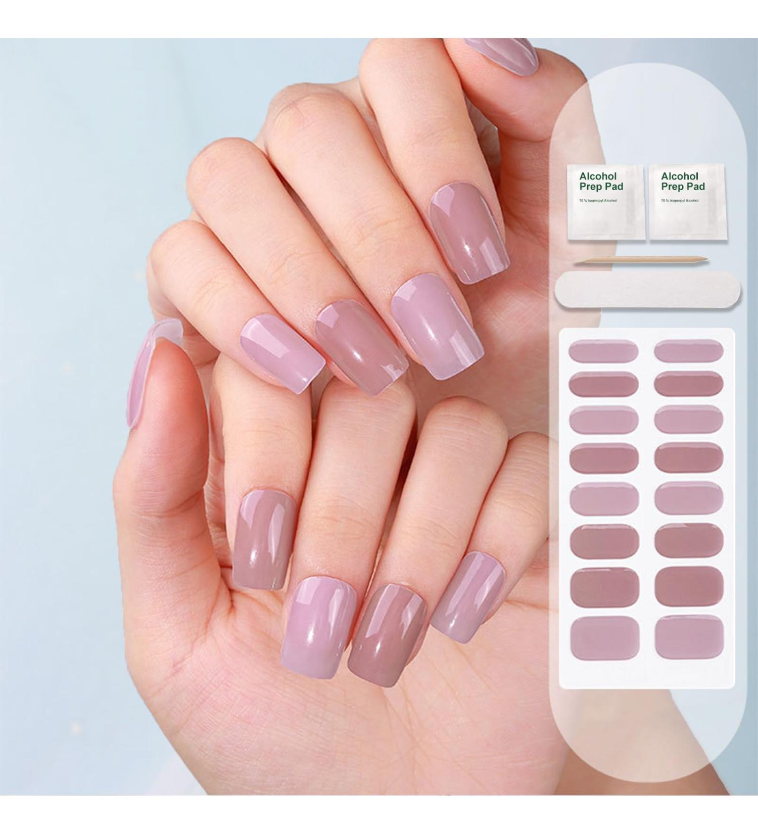 Semi Cured Gel Nail Strips Gel Nail Stickers - 16 Pcs Nail Stickers for Nail Art Soft Self-Adhesive Gel Nail Wraps Easy Apply & Remove for Salon-Quality Manicure Kit (UV/LED Lamp Required) (BSG-0320) - Buy Online on SooperMarket.com