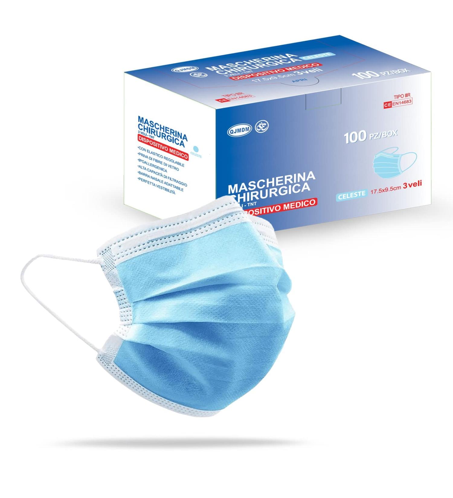 Buy EN14683 Certified 3-Layer Medical Masks - 100 Disposable Surgical Masks (BFE 98%) - Blue Oral Protection Masks for International Shipping - Buy Online on SooperMarket.com