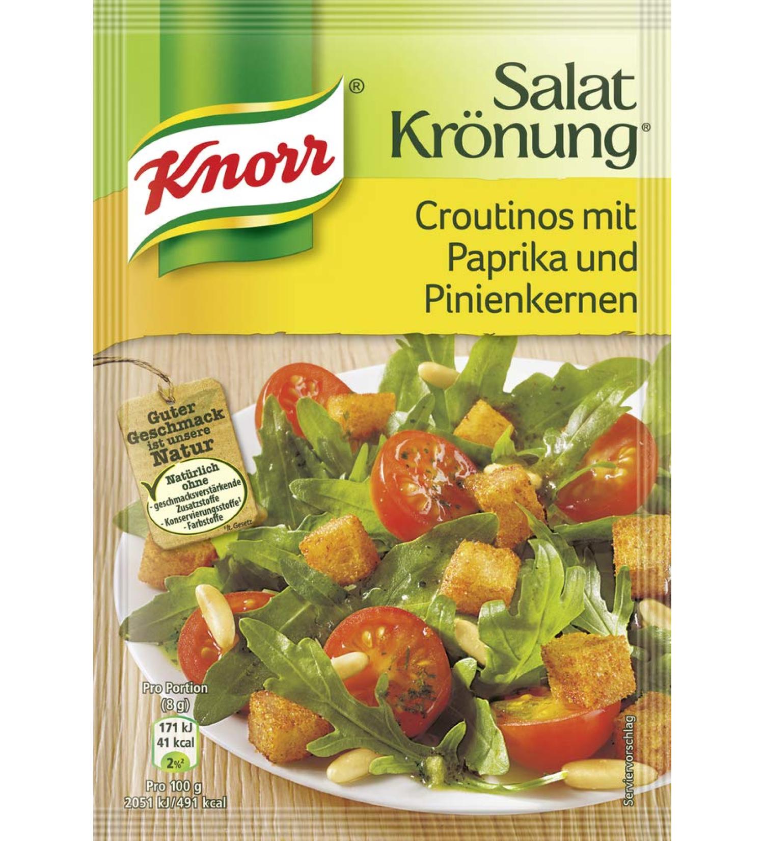 Knorr Salad Croutons (10 x 25 g) Paprika and Pine Nuts 25 g (Pack of 10)