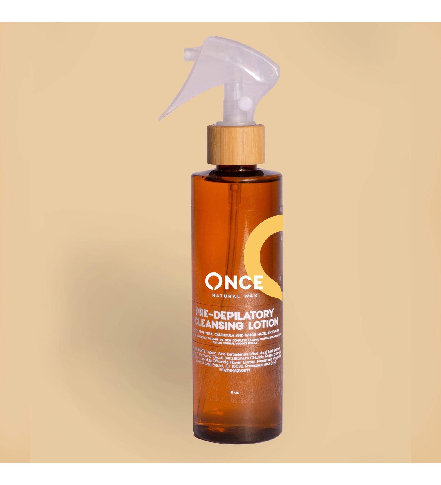 Pre Depilatory Cleansing Lotion - Once Natural Wax - All Natural - Ideal to prepare skin before waxing 8 Ounce