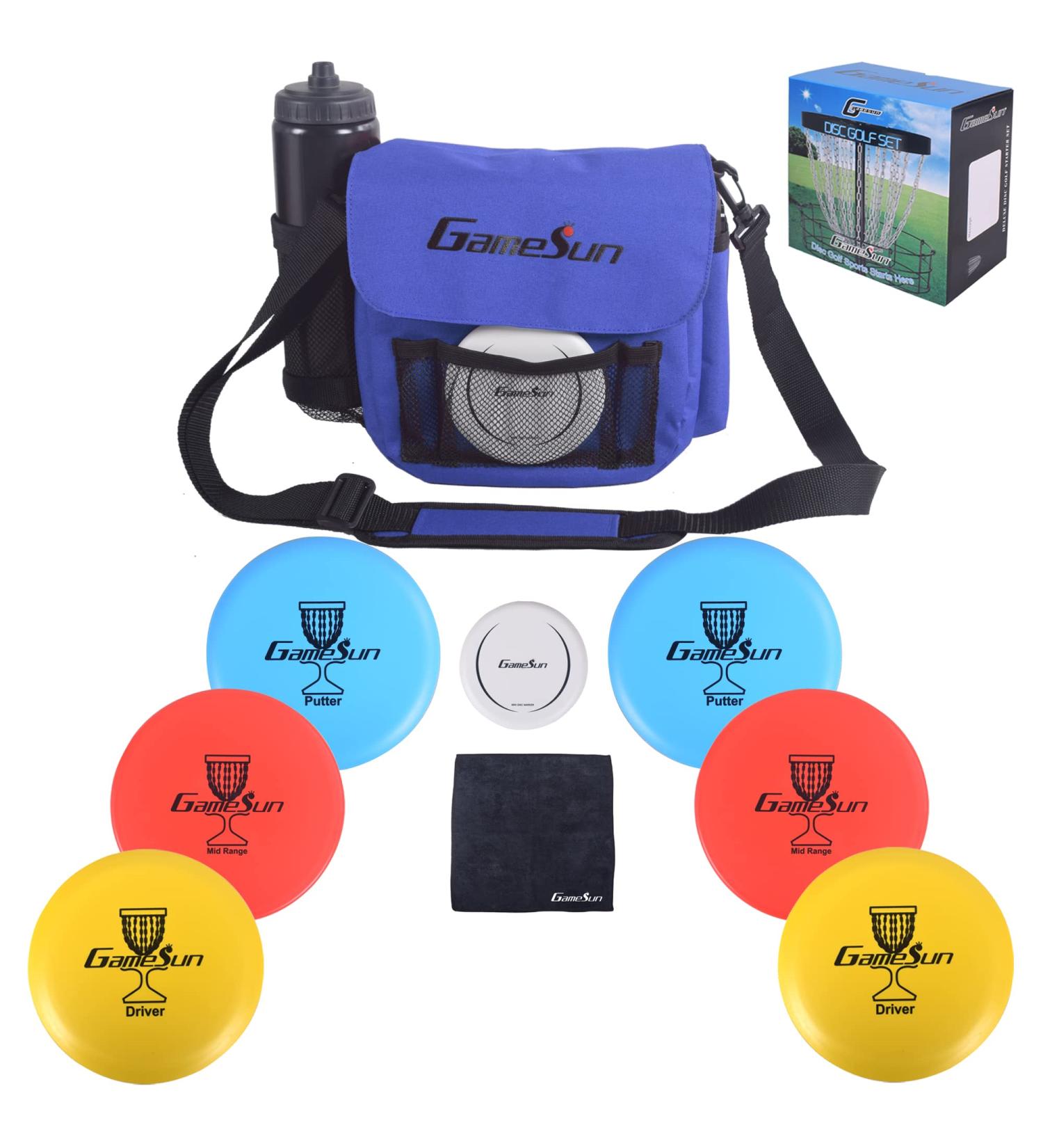 Durable DISC Golf Set with Carry Bag, Drivers, Mid-Ranges, Putters, Marker, Towel & Gift Box - Blue - Buy Online on SooperMarket.com