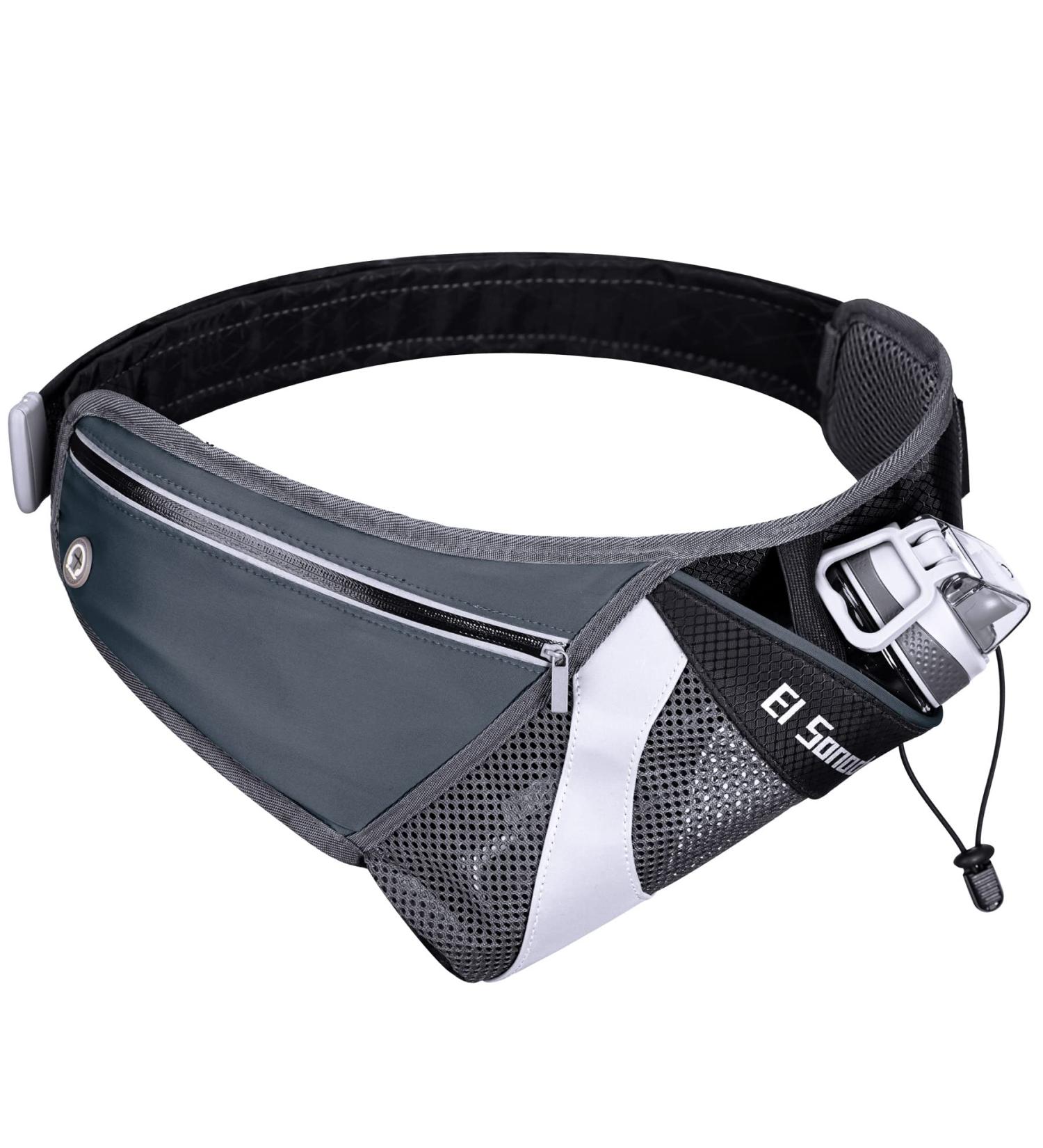 EI Sonador Running Belt with Water Bottle Holder - Hydration Waist Pack for Men and Women - Reflective Adjustable Fanny Bag in Gray - Buy Online on SooperMarket.com