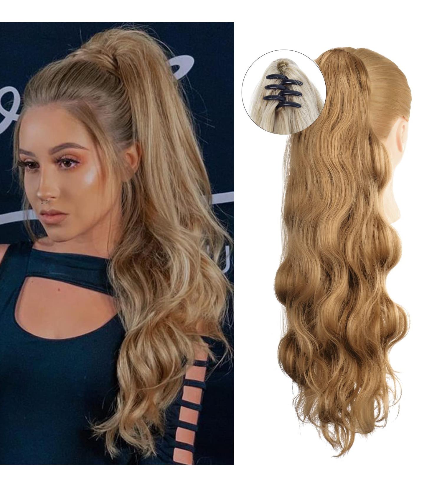 REECHO 16 Inch Dark Blonde Ponytail Extension | Easy Claw Clip-In Hairpiece for Women - Buy Online on SooperMarket.com