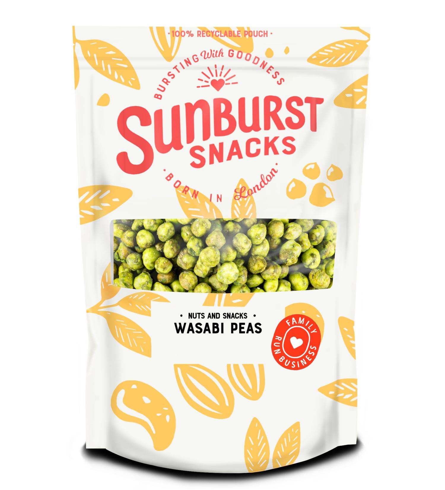 Sunburst Snacks Crispy and Spicy Wasabi Coated Peas Resealable and Recyclable Packaging 500g - Buy Online on SooperMarket.com