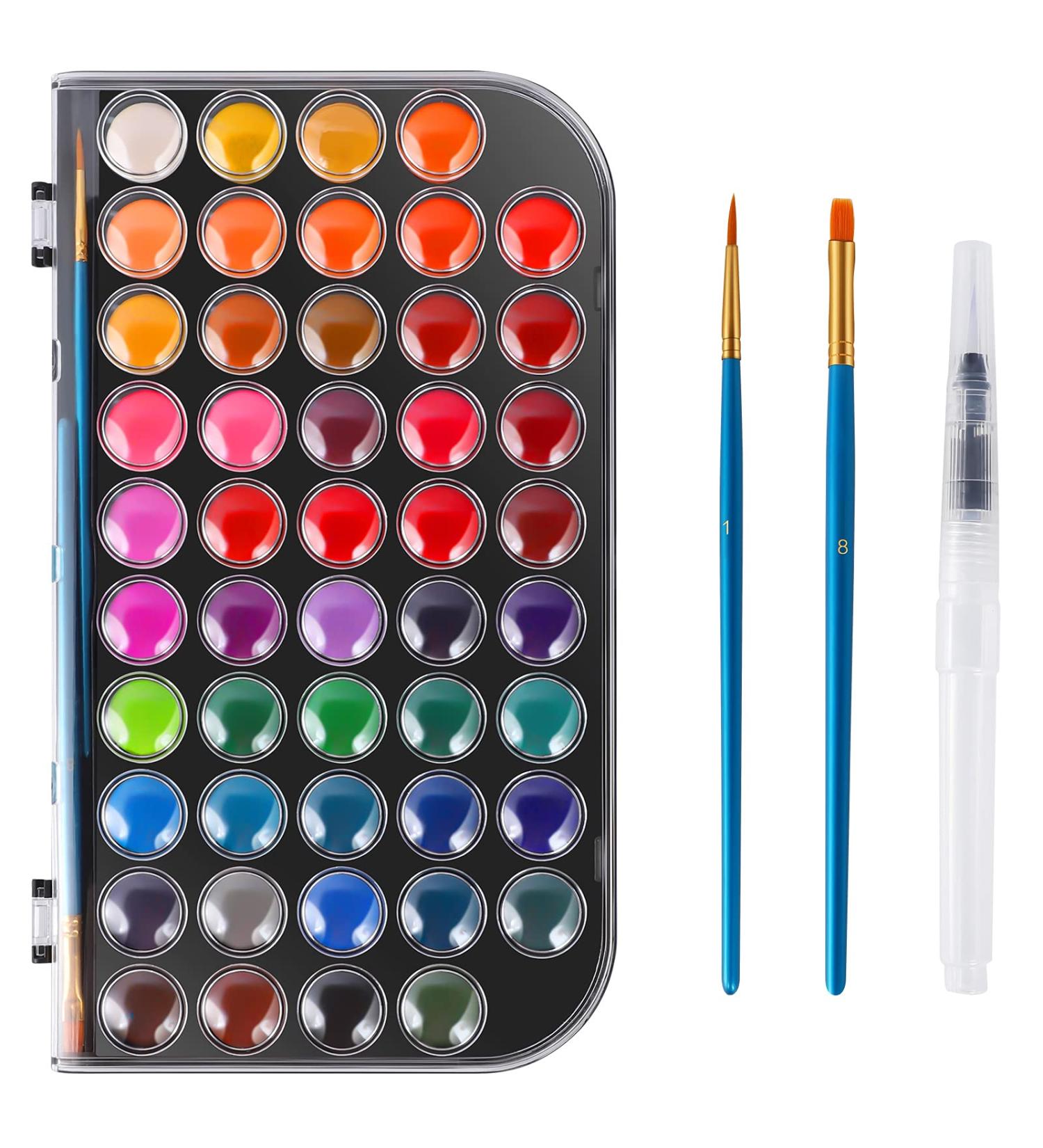 48 Color Non-toxic Watercolor Paint Set with Brush and Palette - Washable Paints for Kids and Adults - Buy Online on SooperMarket.com