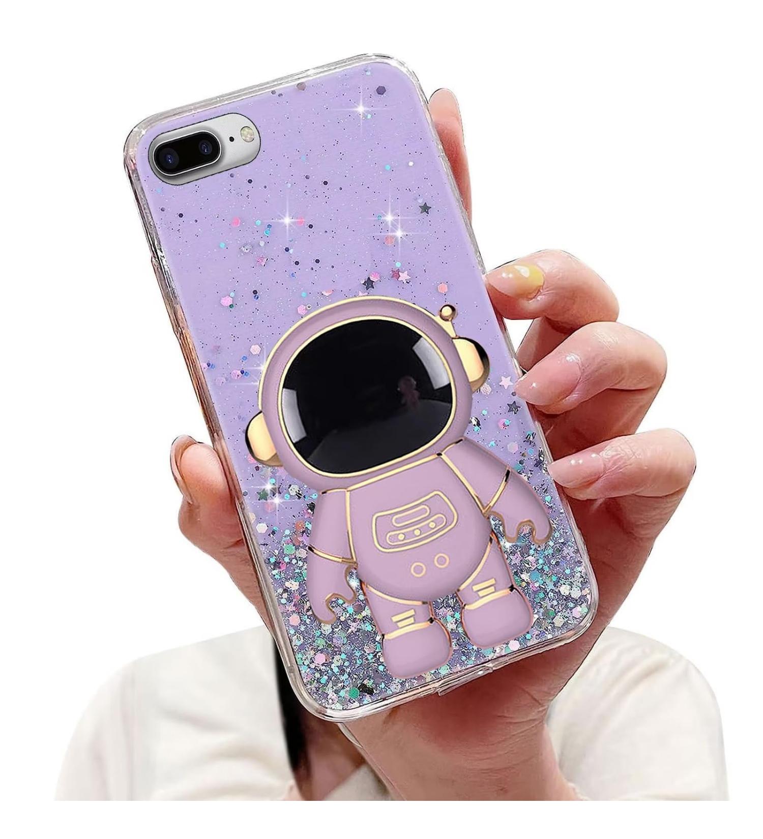 Buy Tivenfezk Astronaut Hidden Stand Cover for iPhone 7 Plus/8 Plus - Glitter Soft Silicone Protective Case - Purple Bling Design - Buy Online on SooperMarket.com
