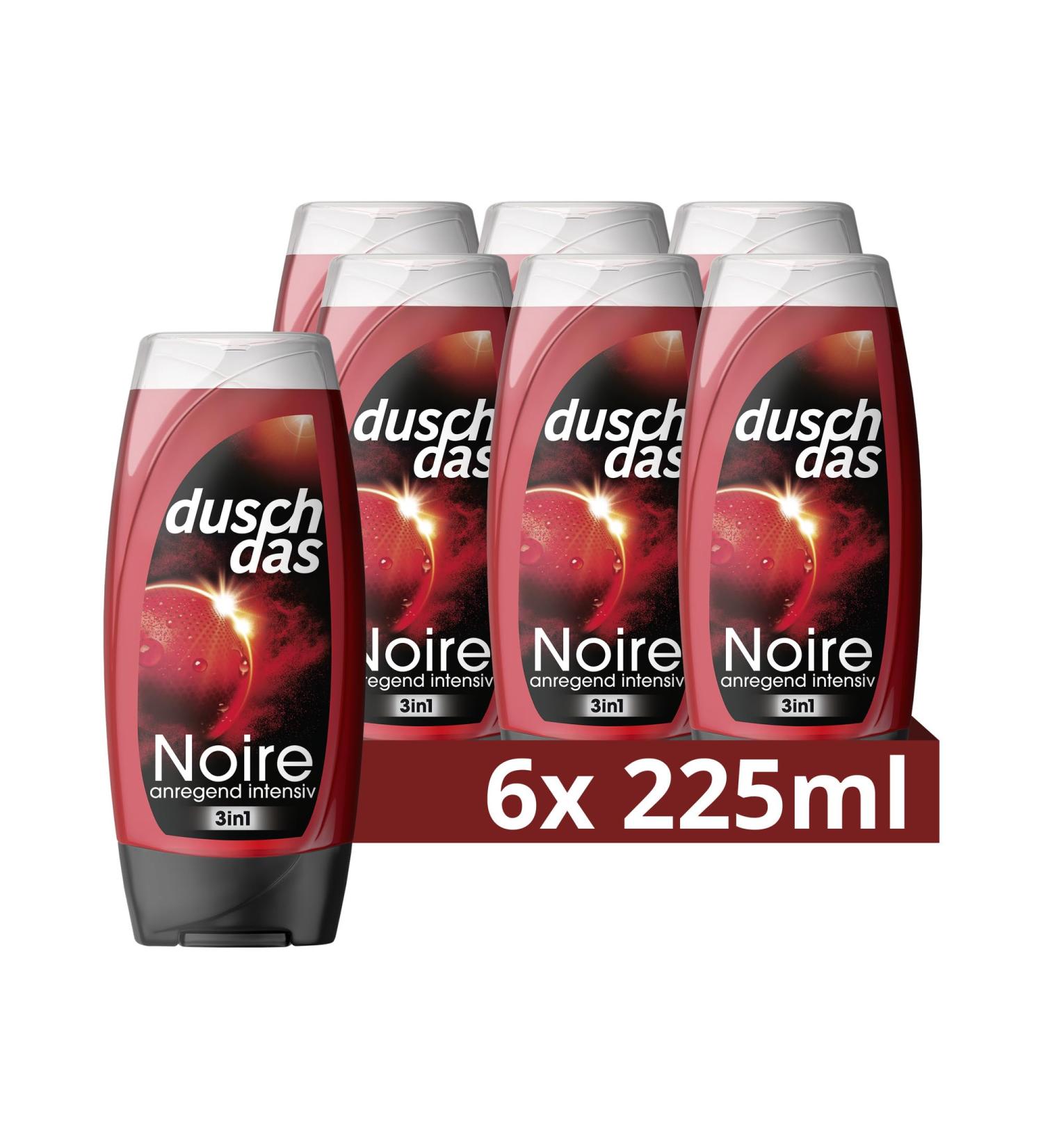 Duschdas 3-in-1 Shower Gel & Shampoo Noire - Fresh-Energy Fragrance | Aloe Vera 6x225ml (6 Pack) - Refreshing Daily Bath Experience - Buy Online on SooperMarket.com
