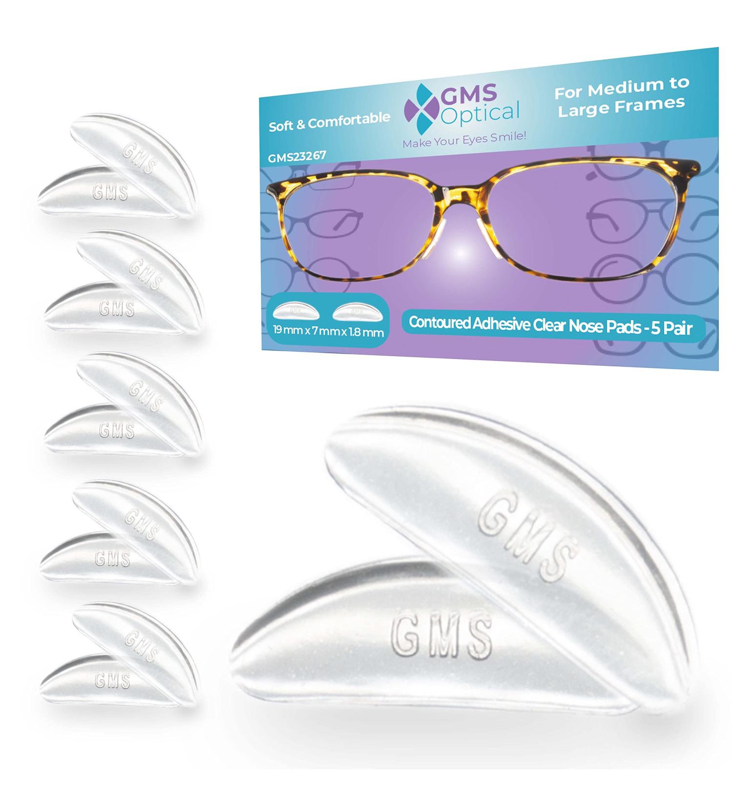 GMS Optical Soft Silicone Adhesive Nose Pads for Glasses Sunglasses and Eye Wear - 1.8mm x 18mm (Clear 5 Pair) - Buy Online on SooperMarket.com