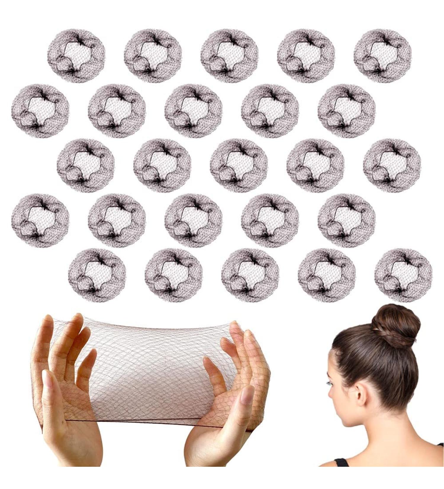ZEVONDA 20 PCS Brown Invisible Hair Nets - 20inch Elastic Edge Mesh Hair Bun Holder for Women and Girls - Ideal for Ballet, Dance, Gymnastics - Buy Online on SooperMarket.com