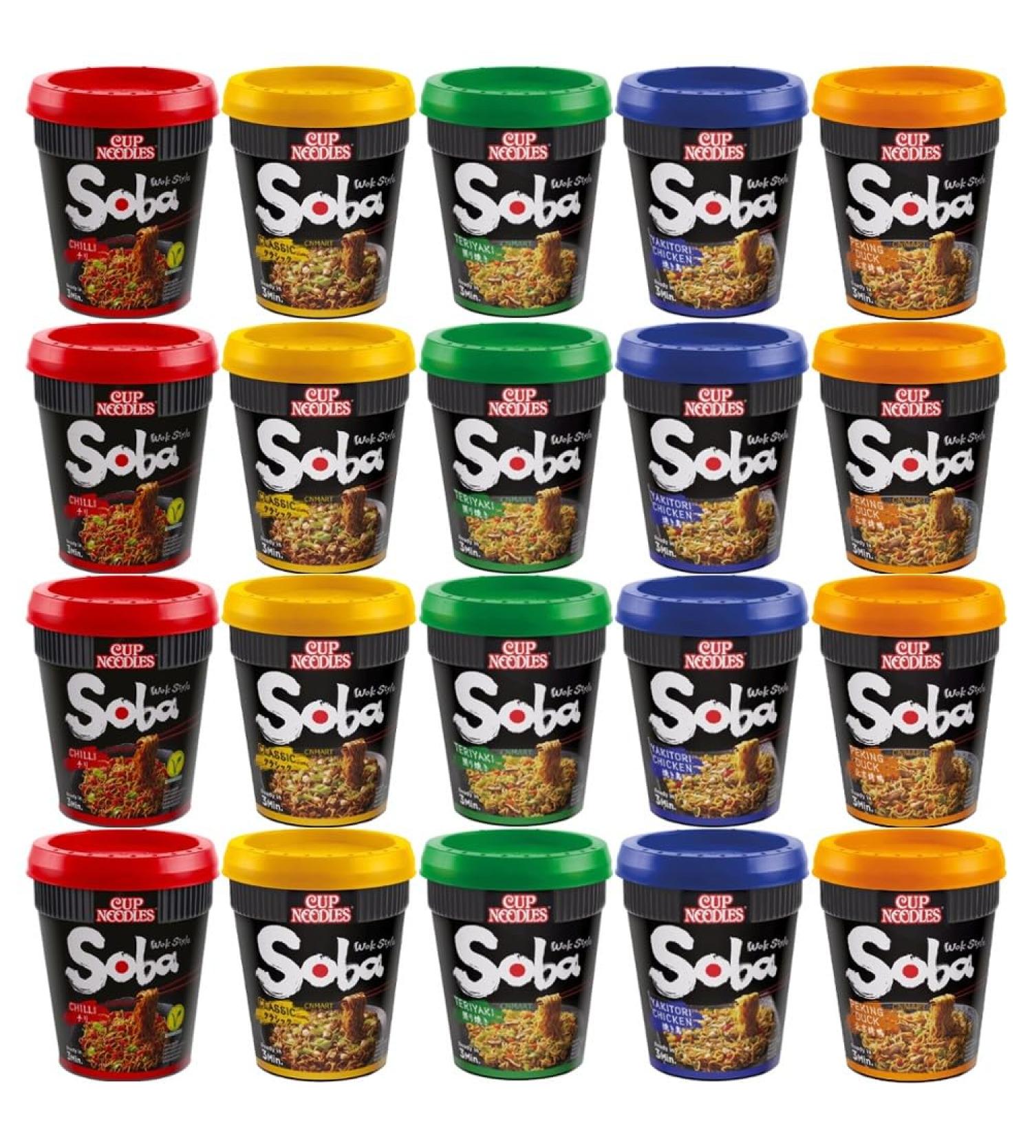 Nissin Soba Cup Noodles Wok Style Assorted Bundle 5 Different Flavours (Pack of 20) by CNMART - Buy Online on SooperMarket.com
