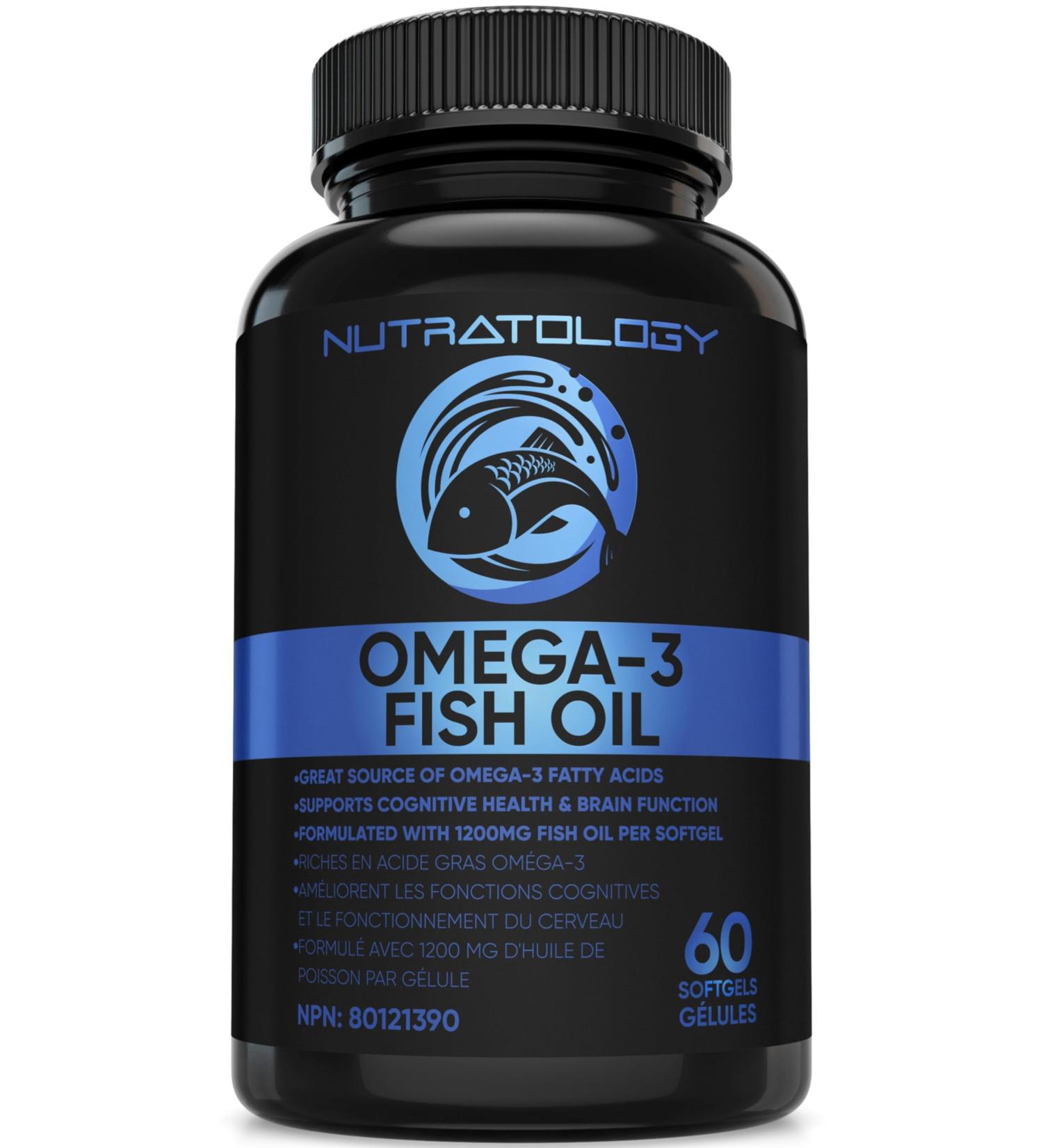 Omega 3 Fish Oil Supplement Triple Strength - 1200MG Fish Oil 720 MG Omega 3 432MG EPA & 288MG DHA Per Softgel. Burp-less Lemon Flavour - Great Source Of Omega 3 Fatty Acids - Omega 3 Supplements - Supports Cognitive Health & Brain Function - 60 Softgels  - Buy Online on SooperMarket.com