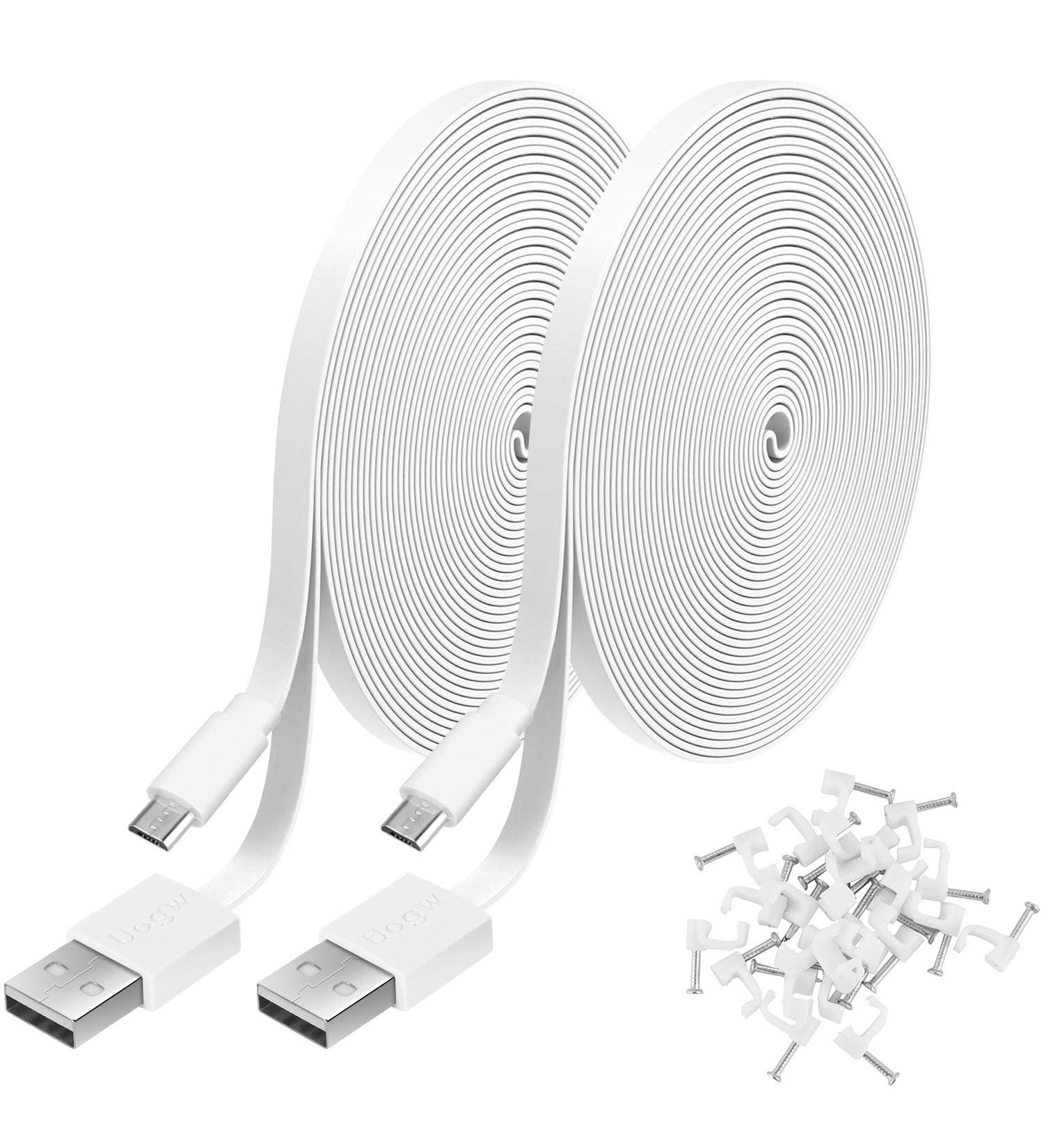 2 Pack 13.1FT Power Extension Cable for WyzeCam, KasaCam, NestCam, Blink Cloud Cam - White - Buy Online on SooperMarket.com