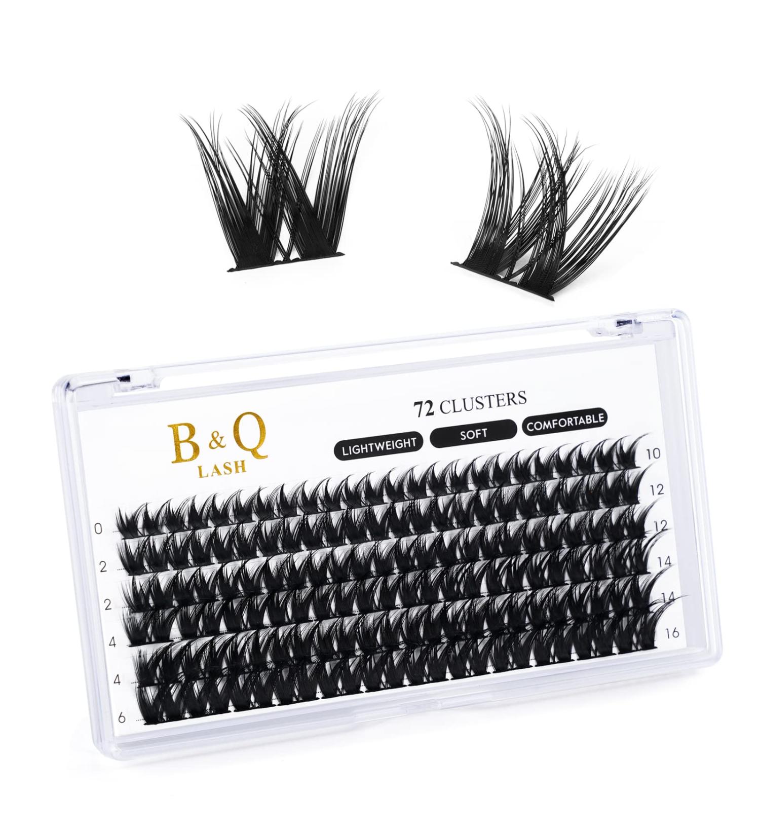 Cluster Lashes C Curl 14mm 72 Clusters - DIY Volume Eyelash Extensions | B&Q Soft Wispy Cluster Lash Clusters - Individual Lashes for At-Home Use - Buy Online on SooperMarket.com