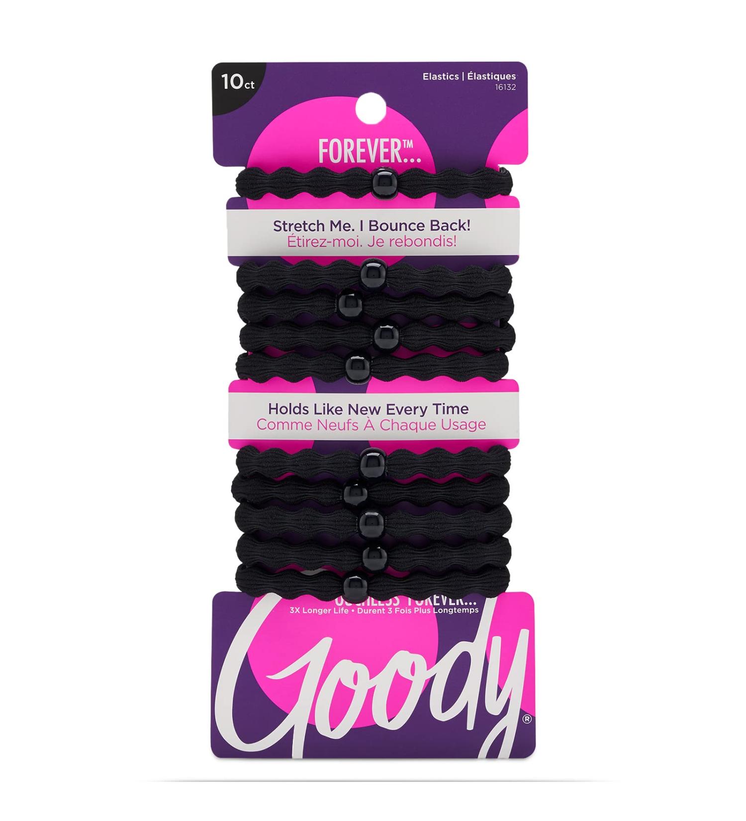 Goody Forever Ouchless Elastic Hair Tie - 10 Count Black - Medium to Thick Hair - Hair Accessories for Women and Girls - Buy Online on SooperMarket.com