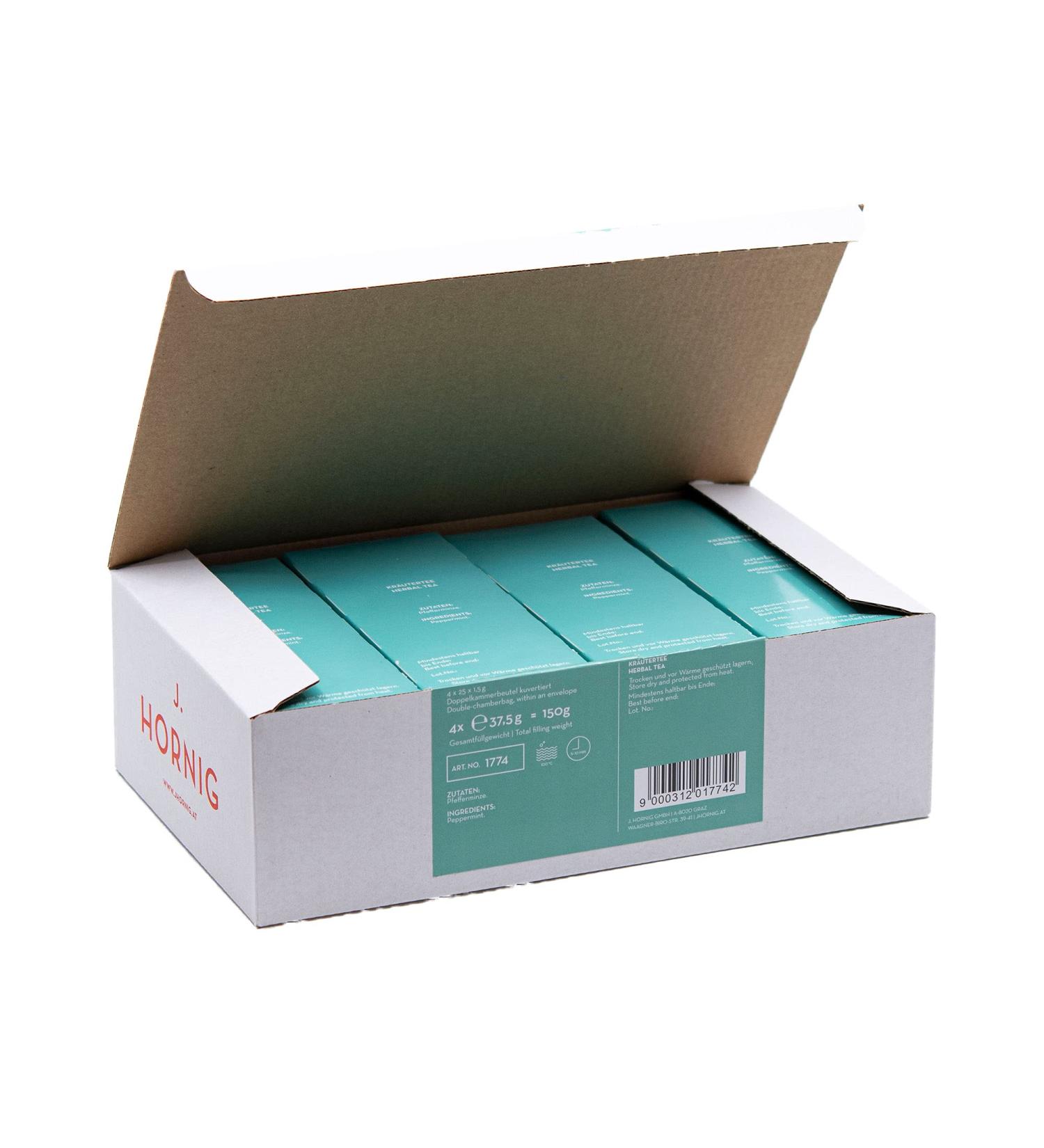 J. Hornig Peppermint Tea Natural Fresh Peppermint Flavor 100 Tea Bags (4x25 Bags) - Premium International Delivery - Buy Online on SooperMarket.com