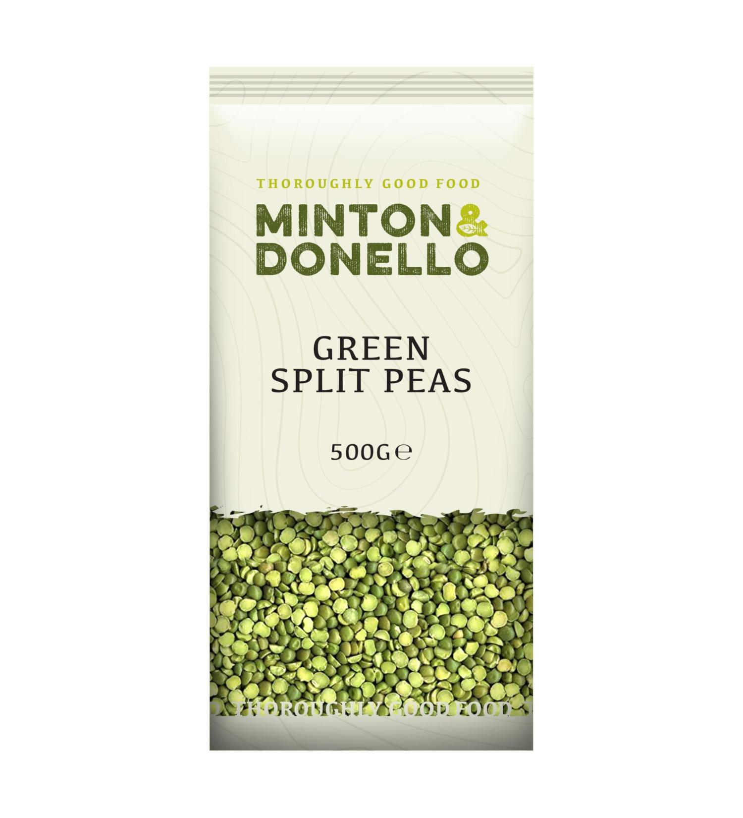 Minton & Donello - Organic Green Split Peas Nutrient-Rich Ideal for Soups & Stews 6 x 500g