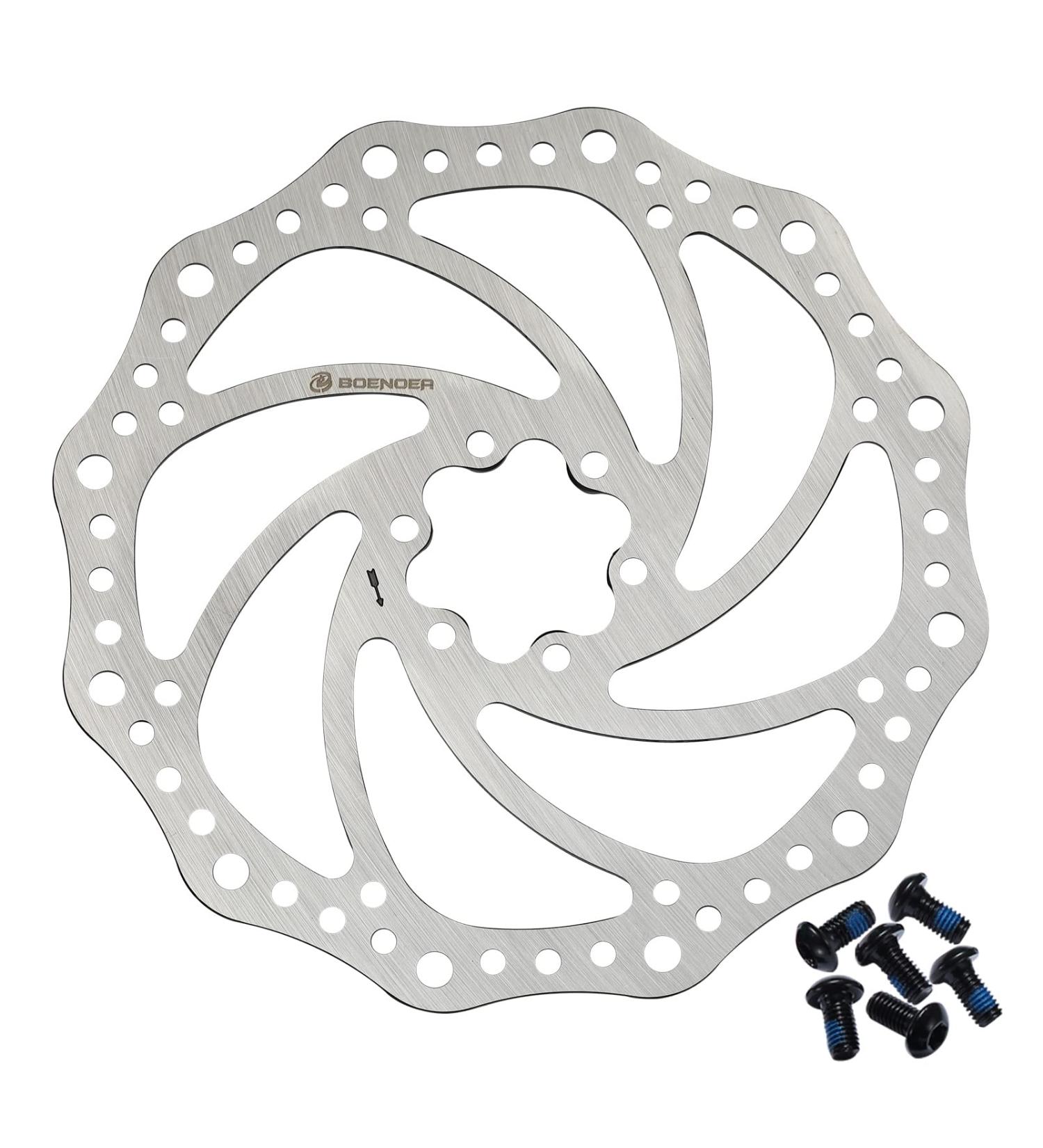 Boenoea 140mm Silver Bicycle Disc Brake Rotor for MTB Mountain Road Bikes - 6 Bolts Included - Buy Online on SooperMarket.com