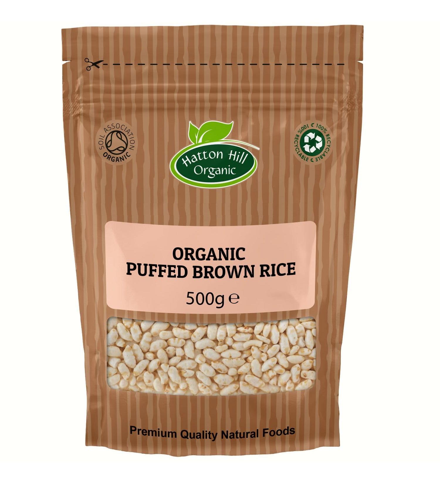 Organic Puffed Brown Rice 500g by Hatton Hill Organic | Free UK Delivery - Buy Online on SooperMarket.com
